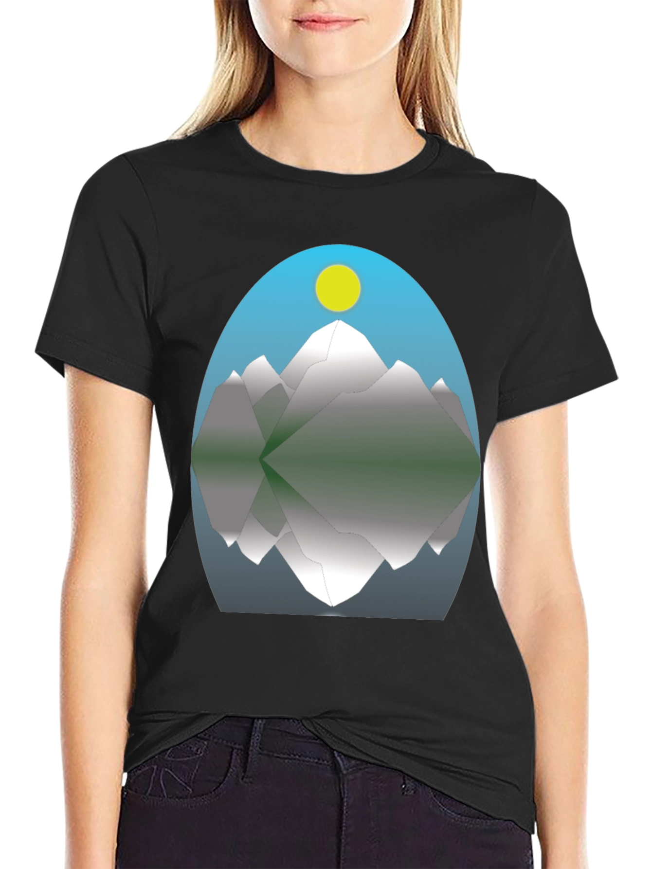 Mountain Reflection Graphic Tee - Black
