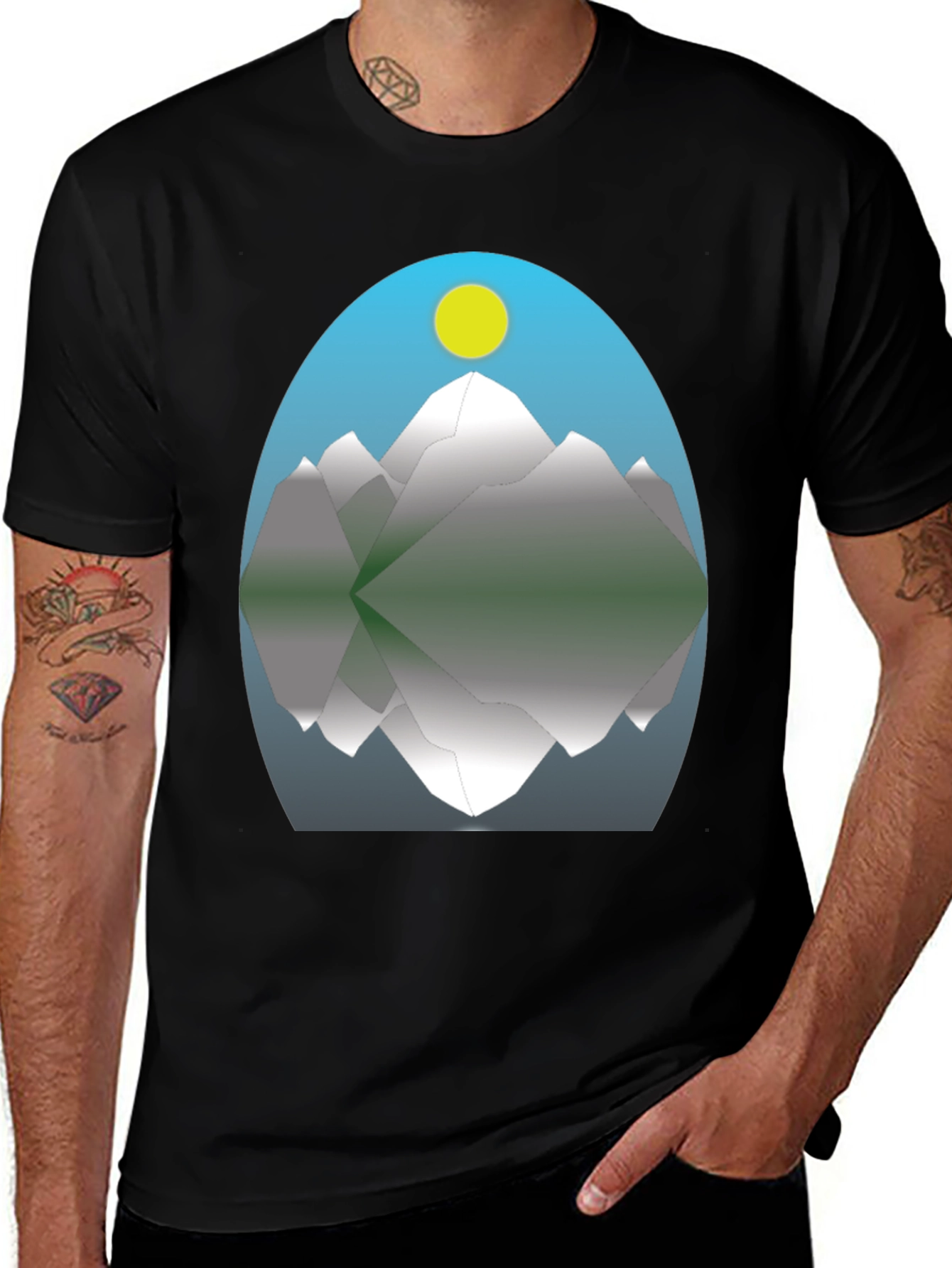 Mountain Reflection Graphic Tee - Black