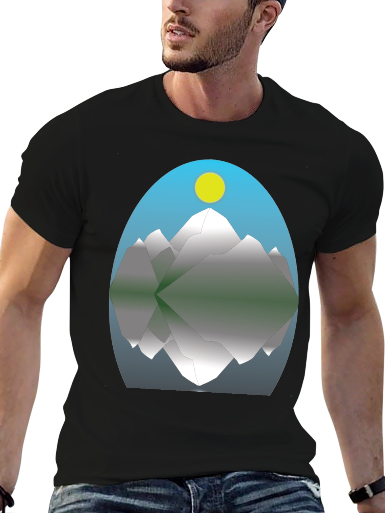 Mountain Reflection Graphic Tee - Black
