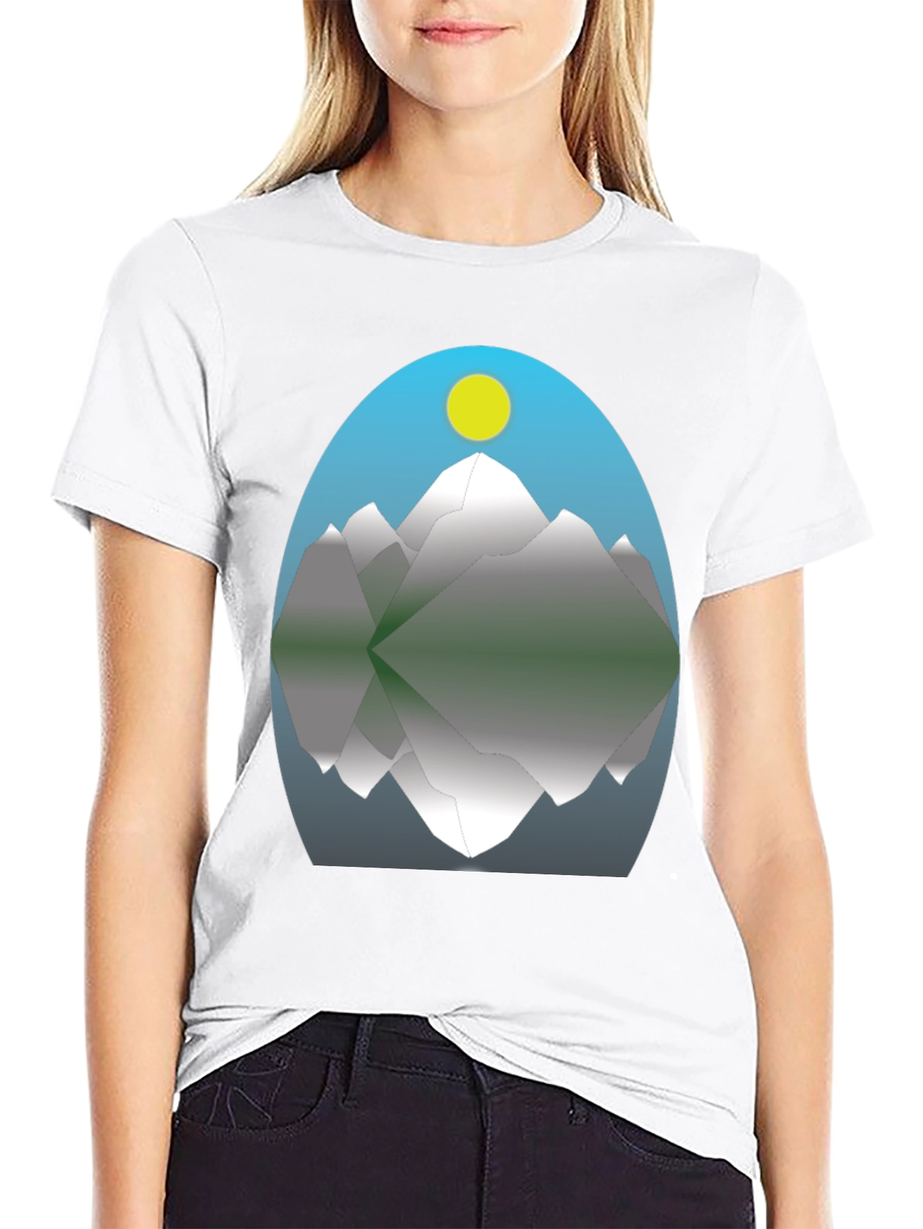 Mountain Reflection Graphic Tee - Black