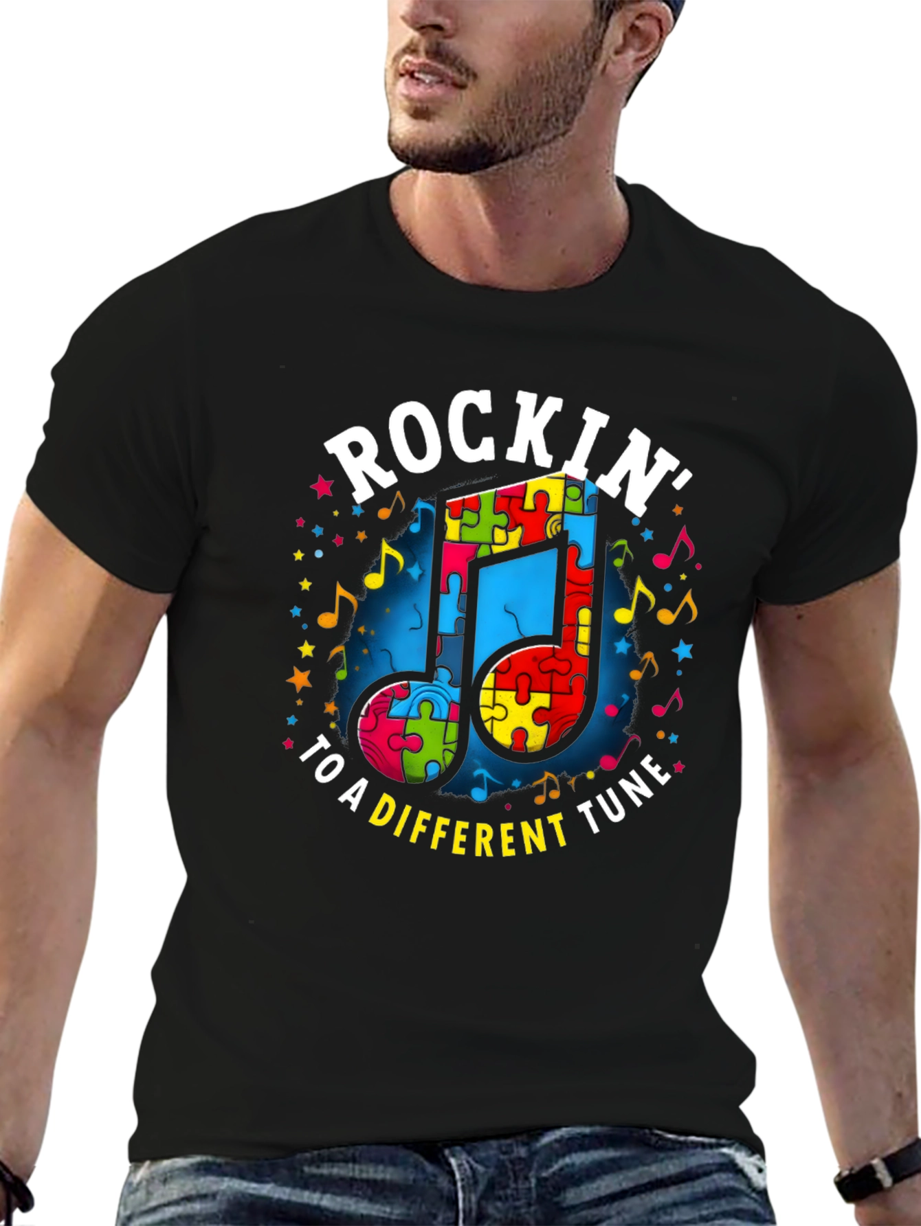 Autism Awareness Puzzle Piece Music Note T-Shirt