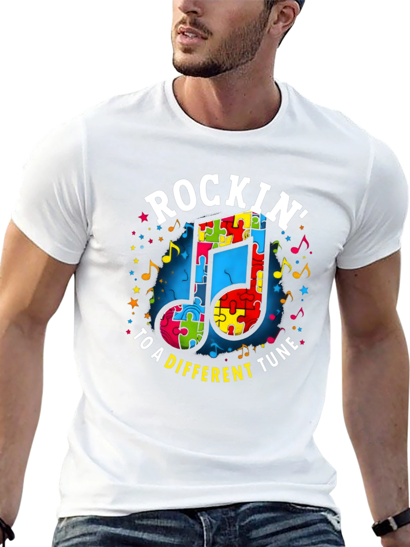 Autism Awareness Puzzle Piece Music Note T-Shirt
