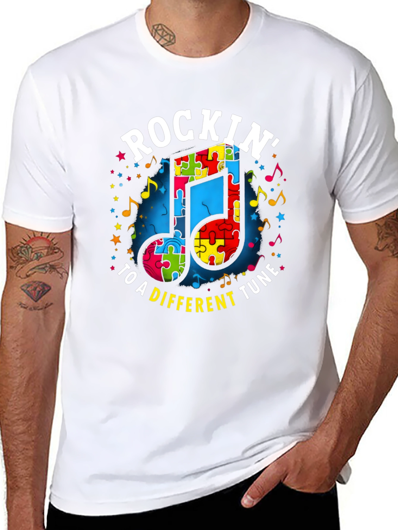 Autism Awareness Puzzle Piece Music Note T-Shirt