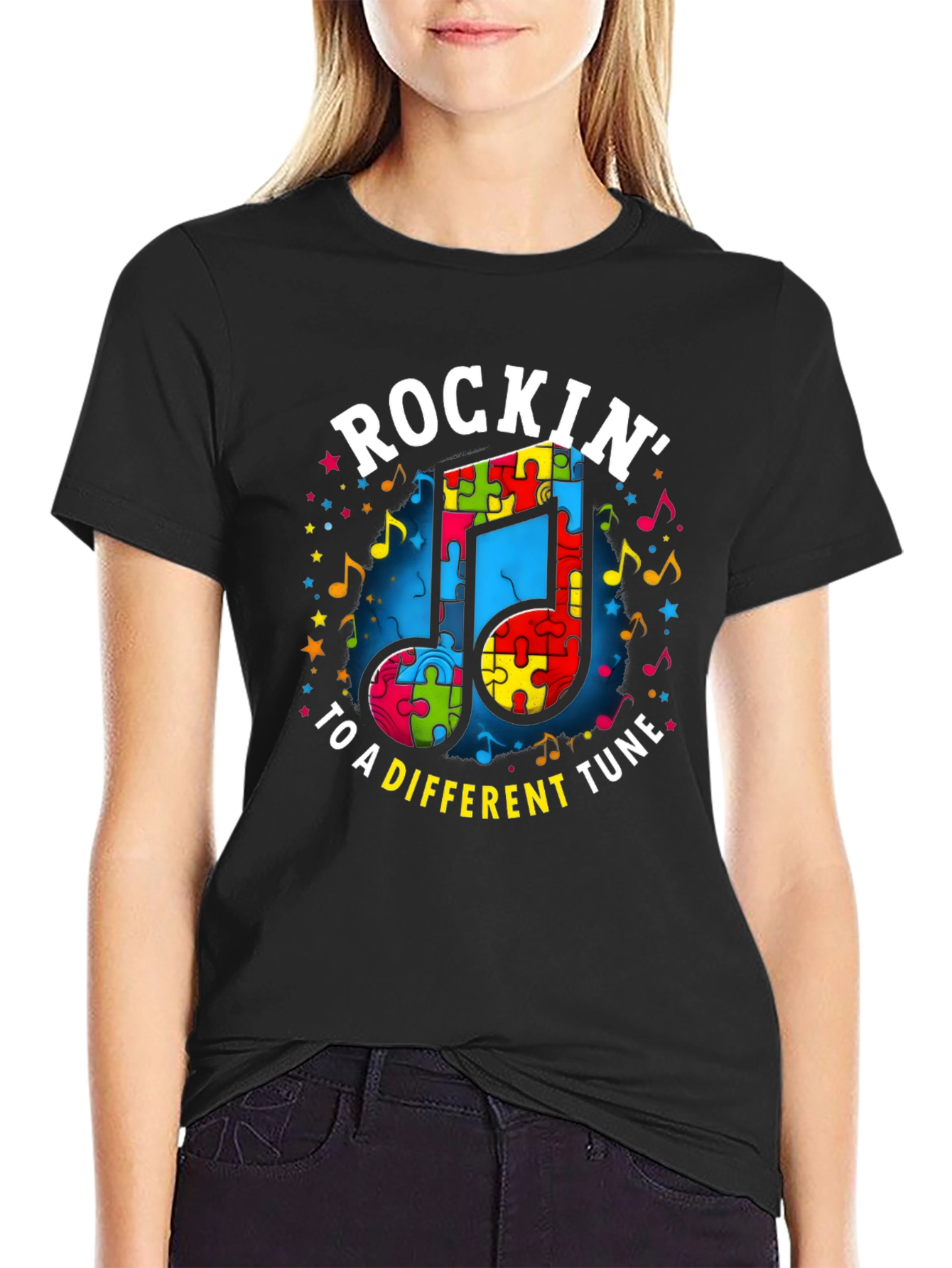 Autism Awareness Puzzle Piece Music Note T-Shirt