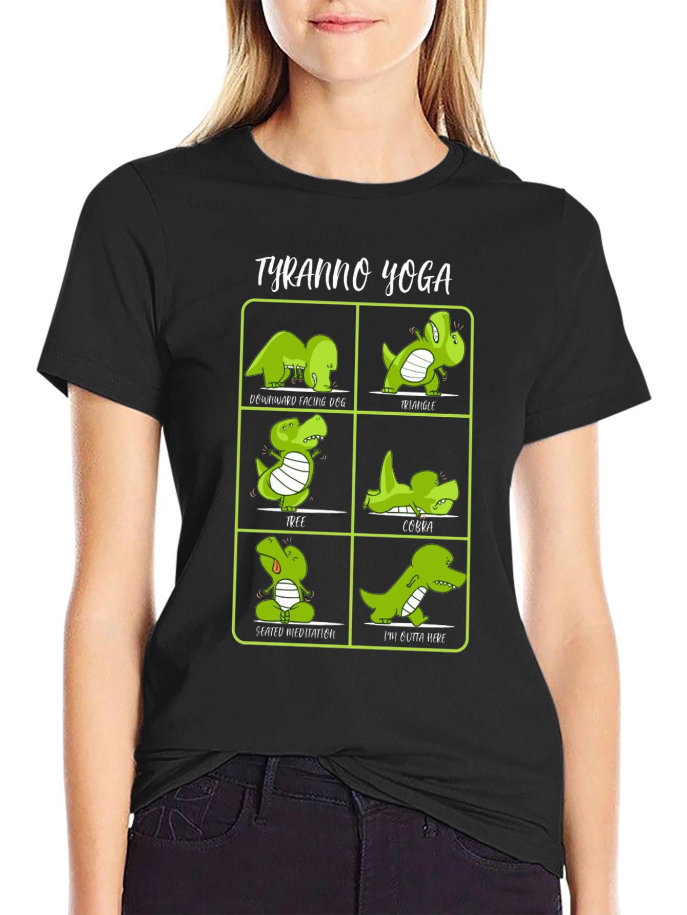 Tyranno Yoga T-Shirt - Funny Dinosaur Poses