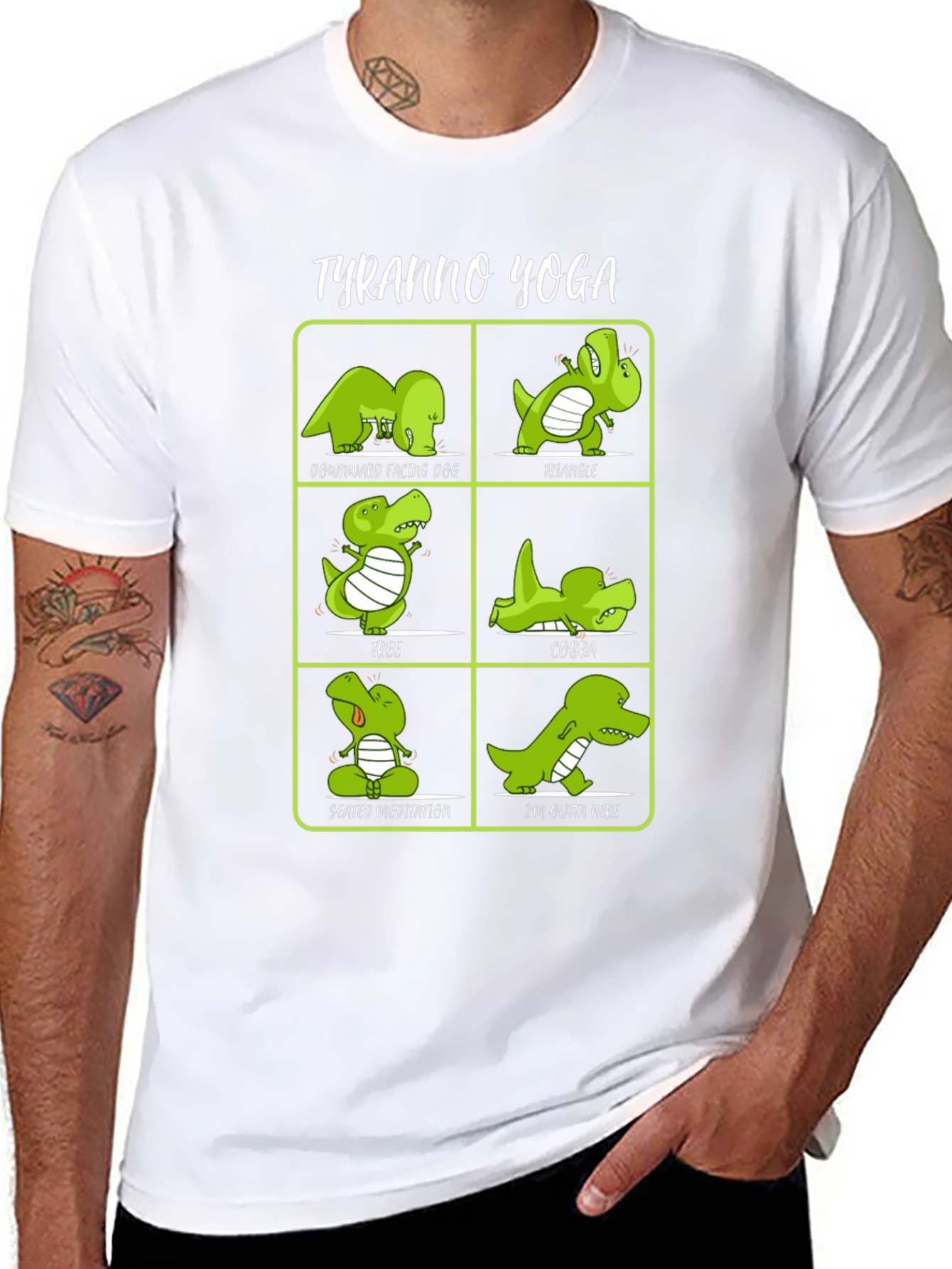 Tyranno Yoga T-Shirt - Funny Dinosaur Poses