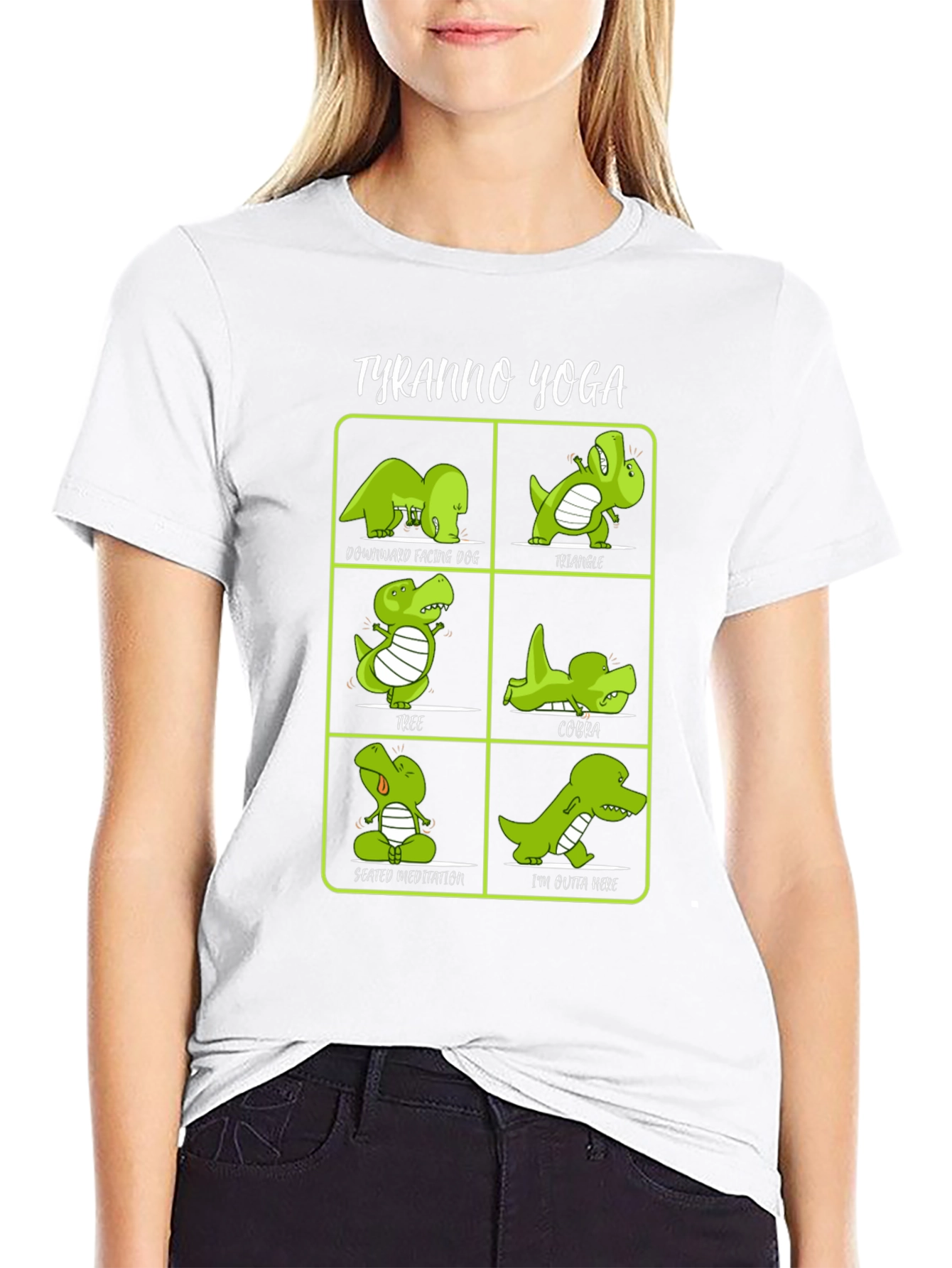 Tyranno Yoga T-Shirt - Funny Dinosaur Poses