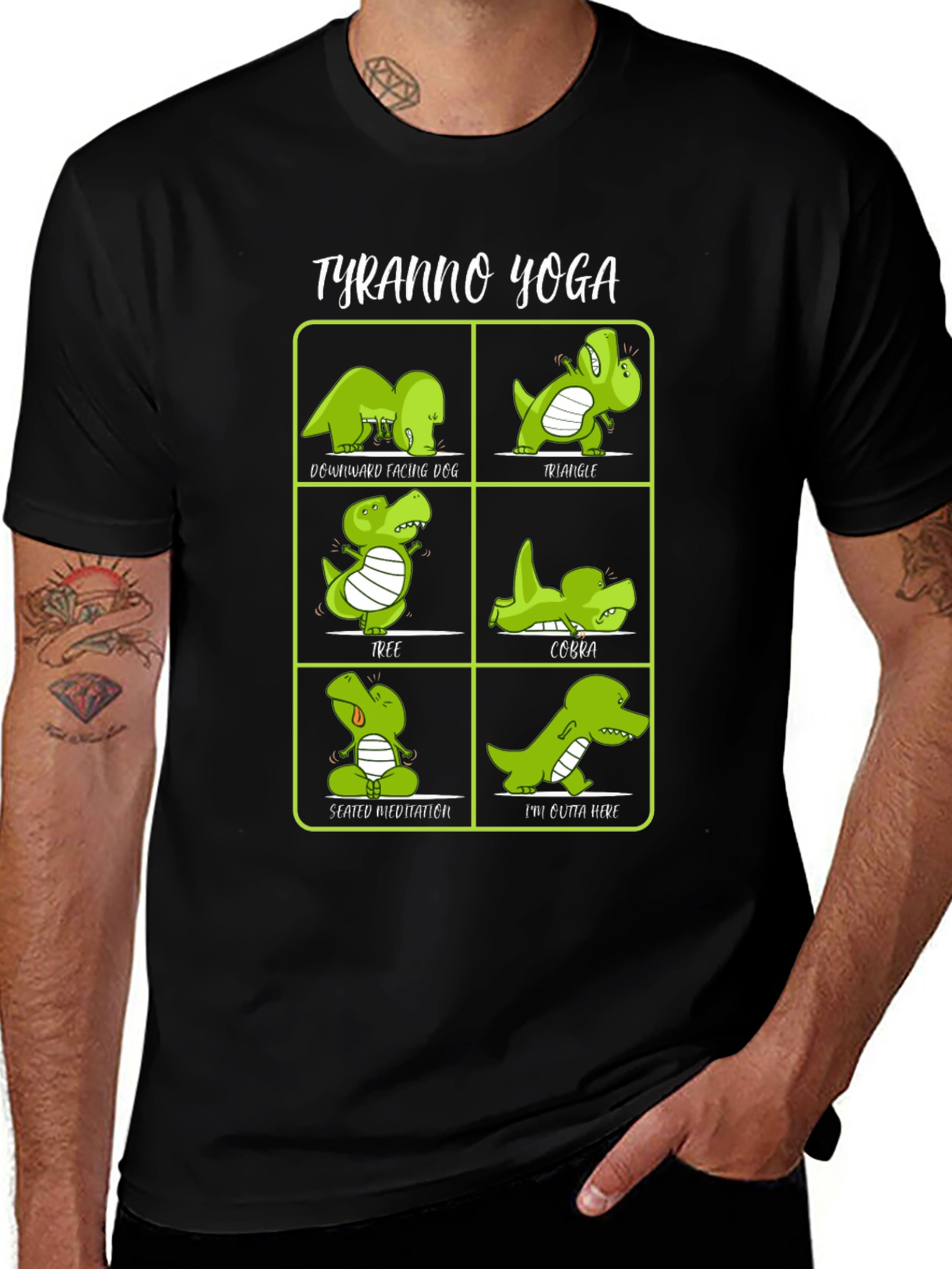 Tyranno Yoga T-Shirt - Funny Dinosaur Poses