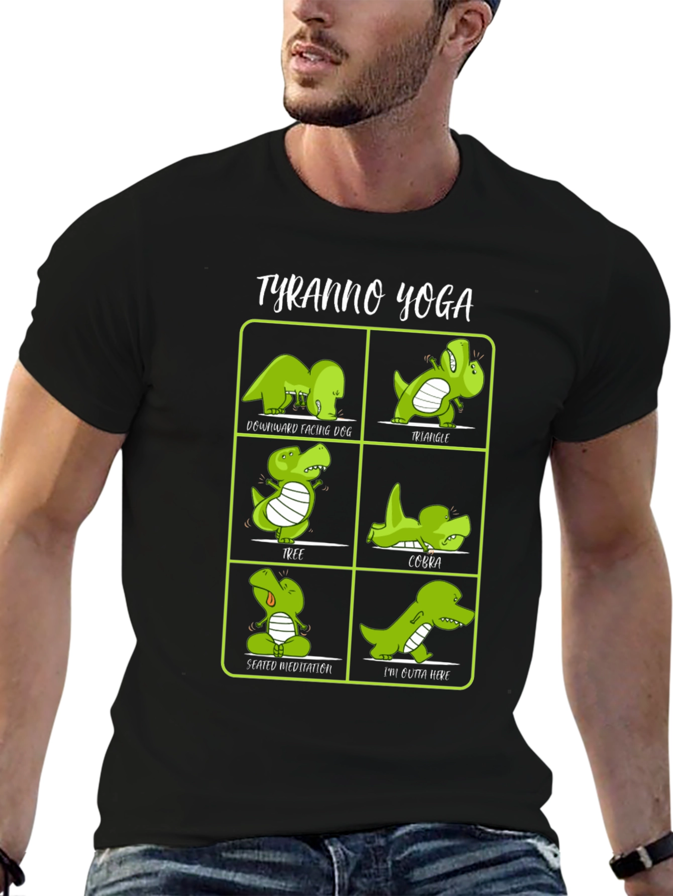 Tyranno Yoga T-Shirt - Funny Dinosaur Poses