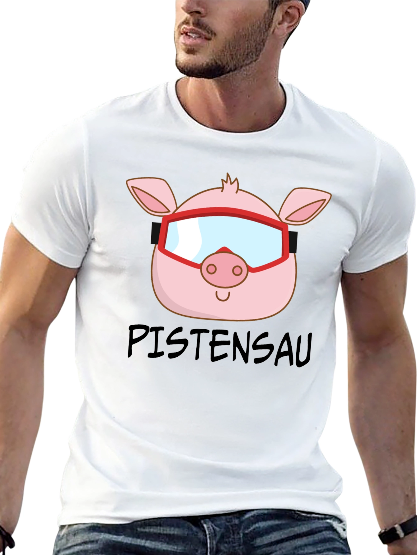 Ski Pig T-Shirt - PISTENSAU Funny Skiing Design