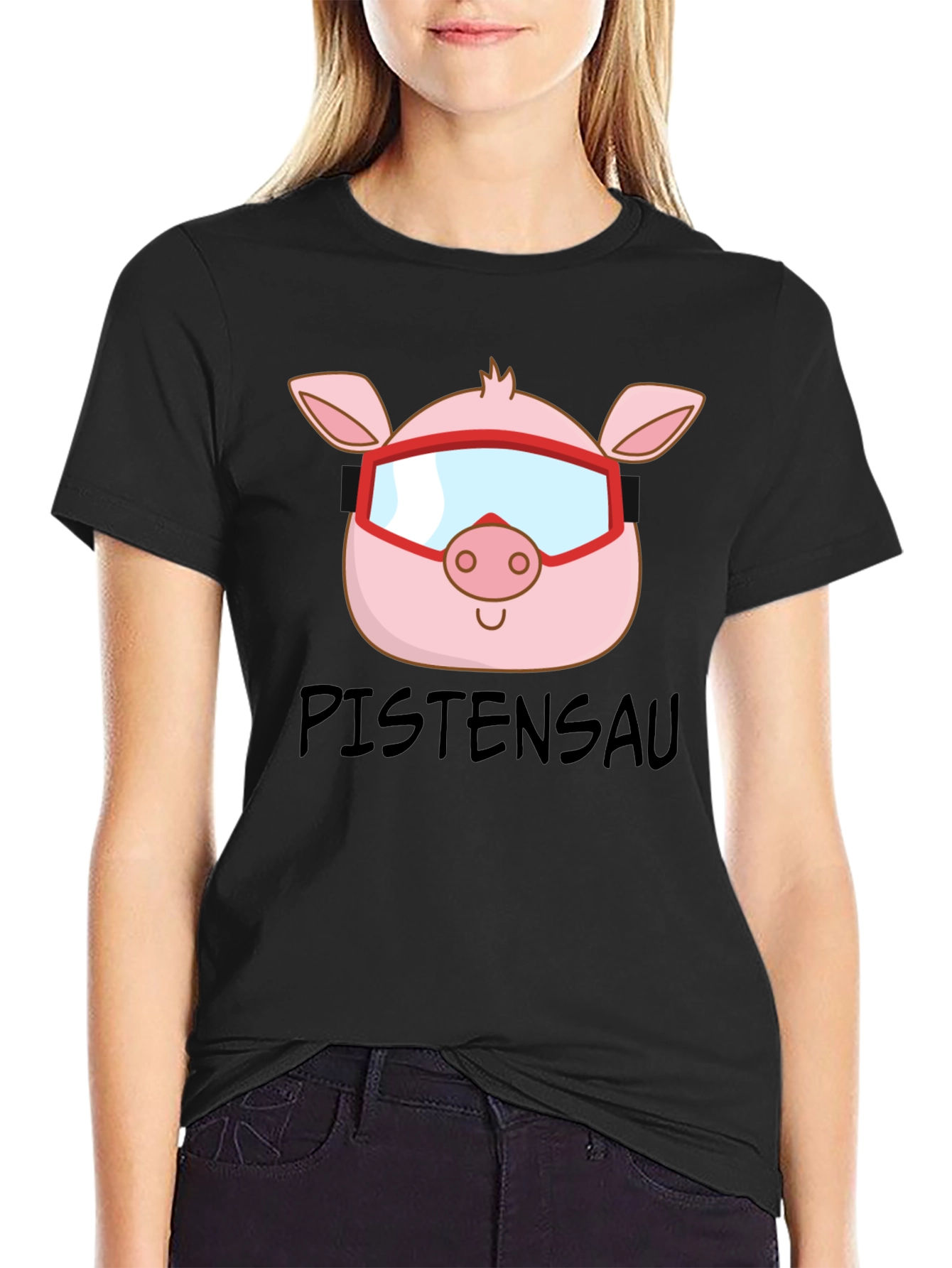 Ski Pig T-Shirt - PISTENSAU Funny Skiing Design