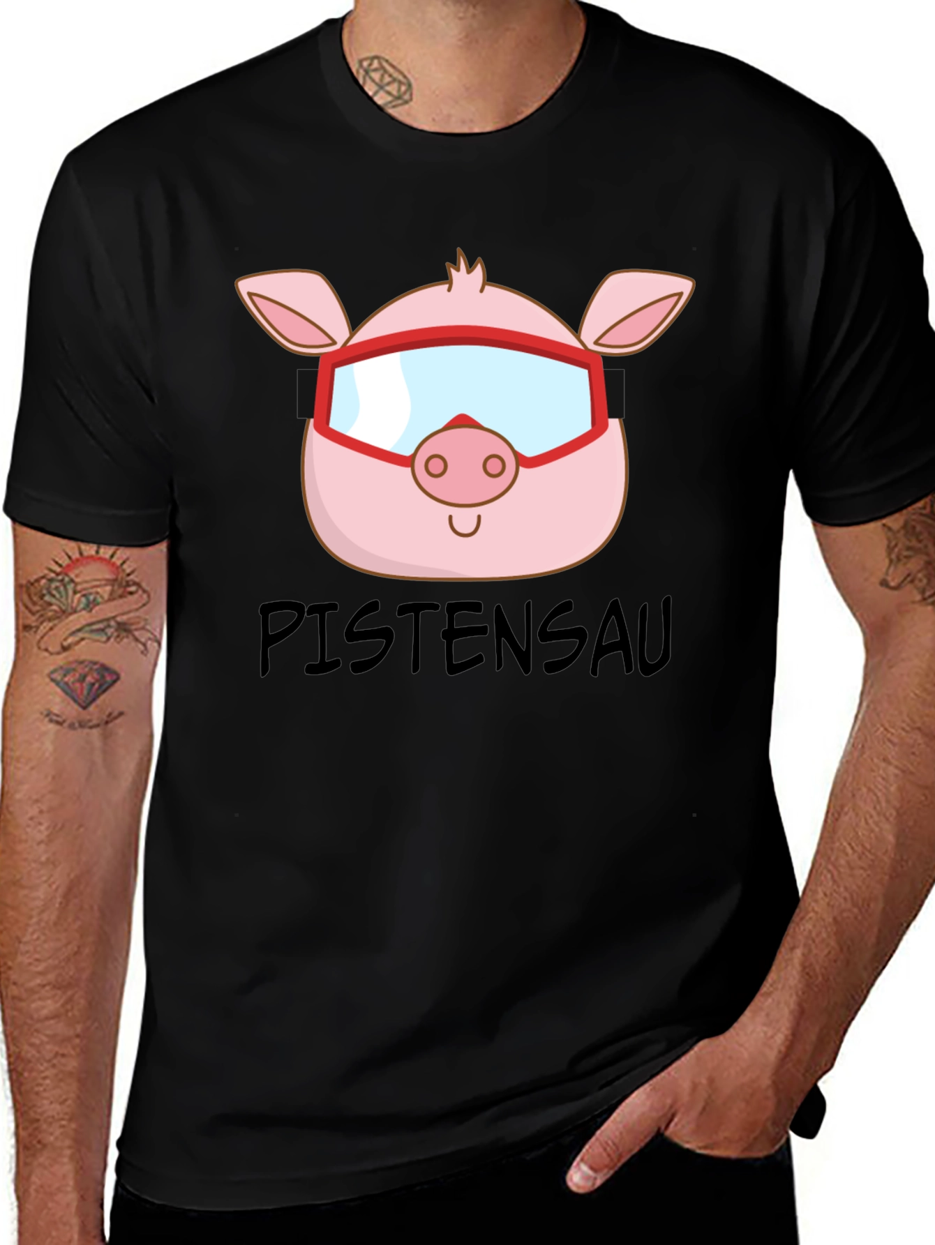 Ski Pig T-Shirt - PISTENSAU Funny Skiing Design