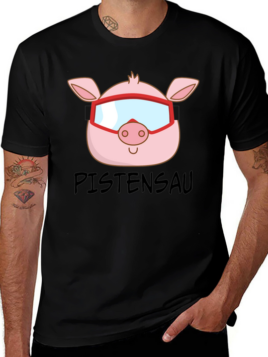 Ski Pig T-Shirt - PISTENSAU Funny Skiing Design