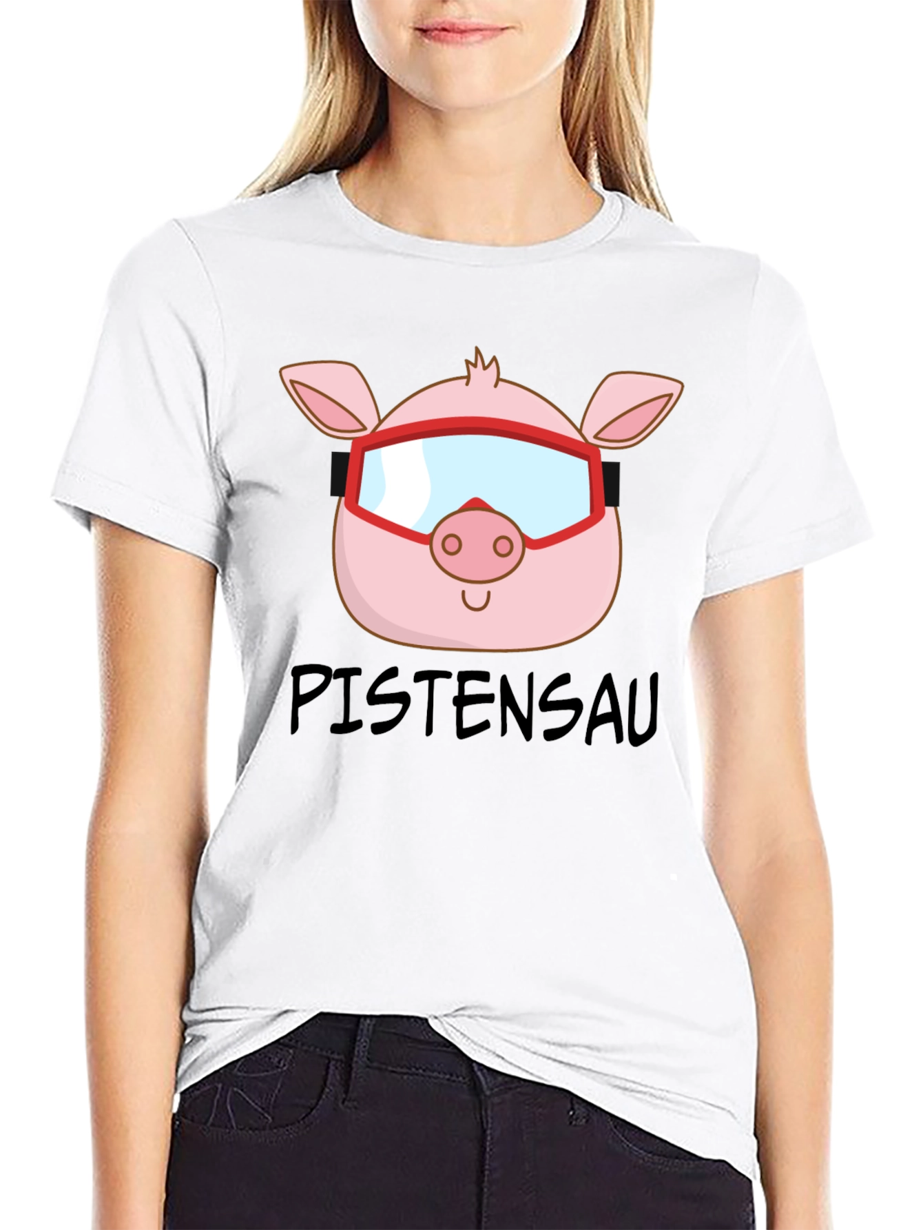 Ski Pig T-Shirt - PISTENSAU Funny Skiing Design