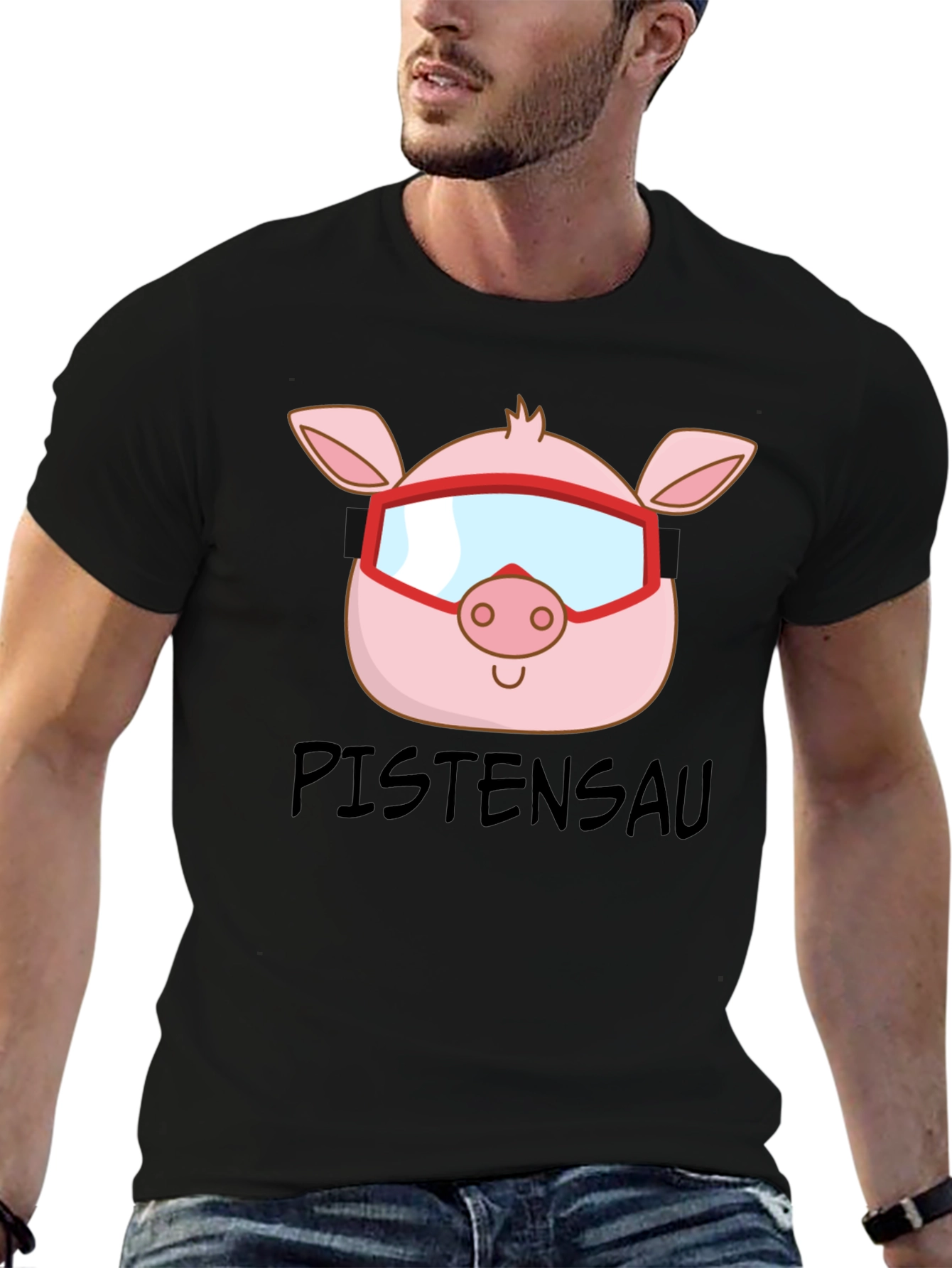 Ski Pig T-Shirt - PISTENSAU Funny Skiing Design