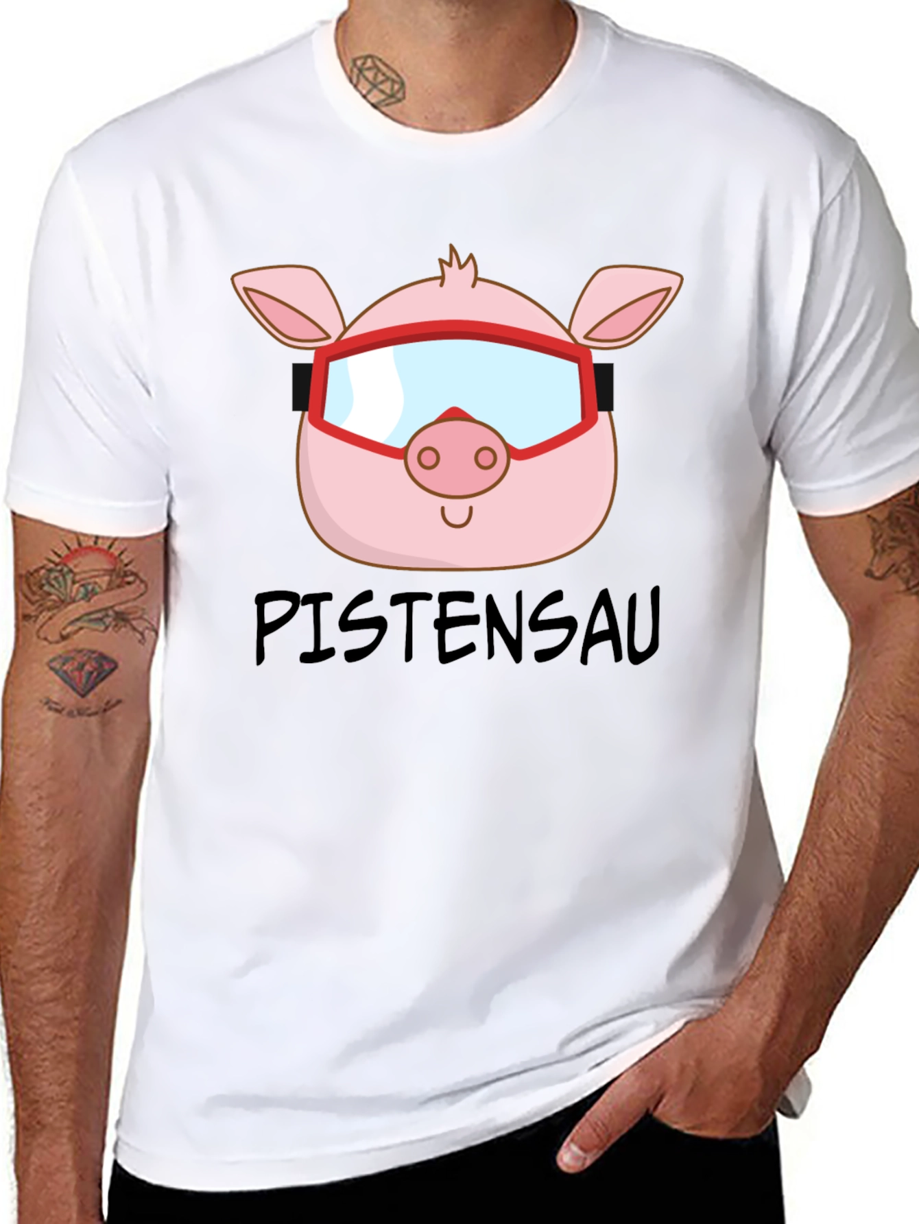 Ski Pig T-Shirt - PISTENSAU Funny Skiing Design