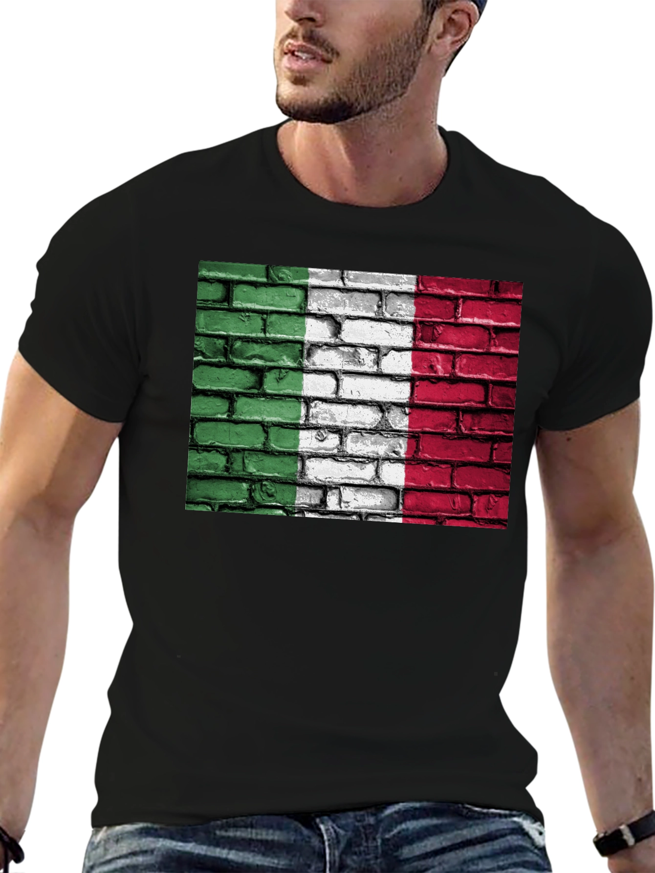 Italian Flag Brick Wall Graphic T-Shirt