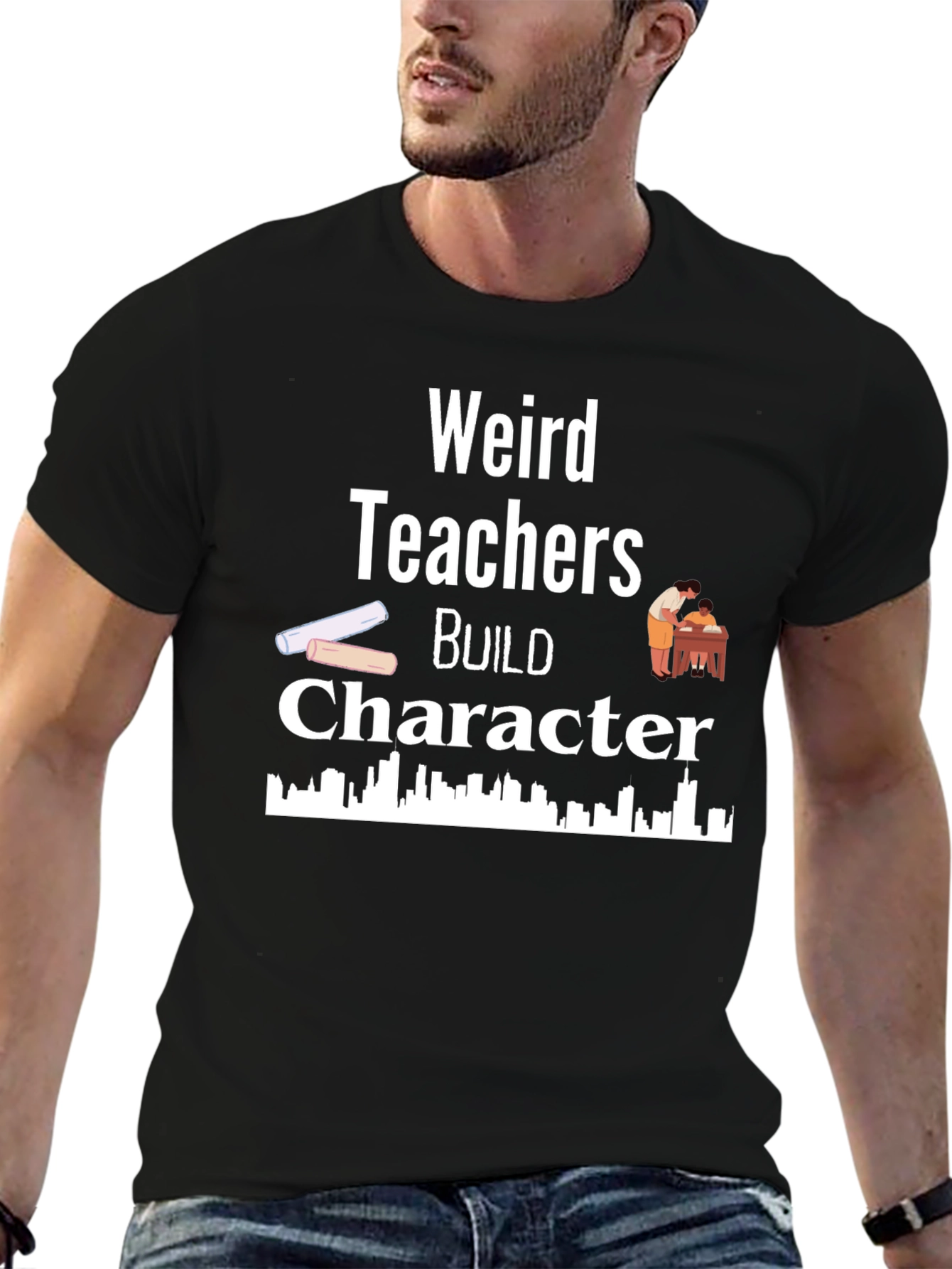 Weird Teachers Build Character Black T-Shirt