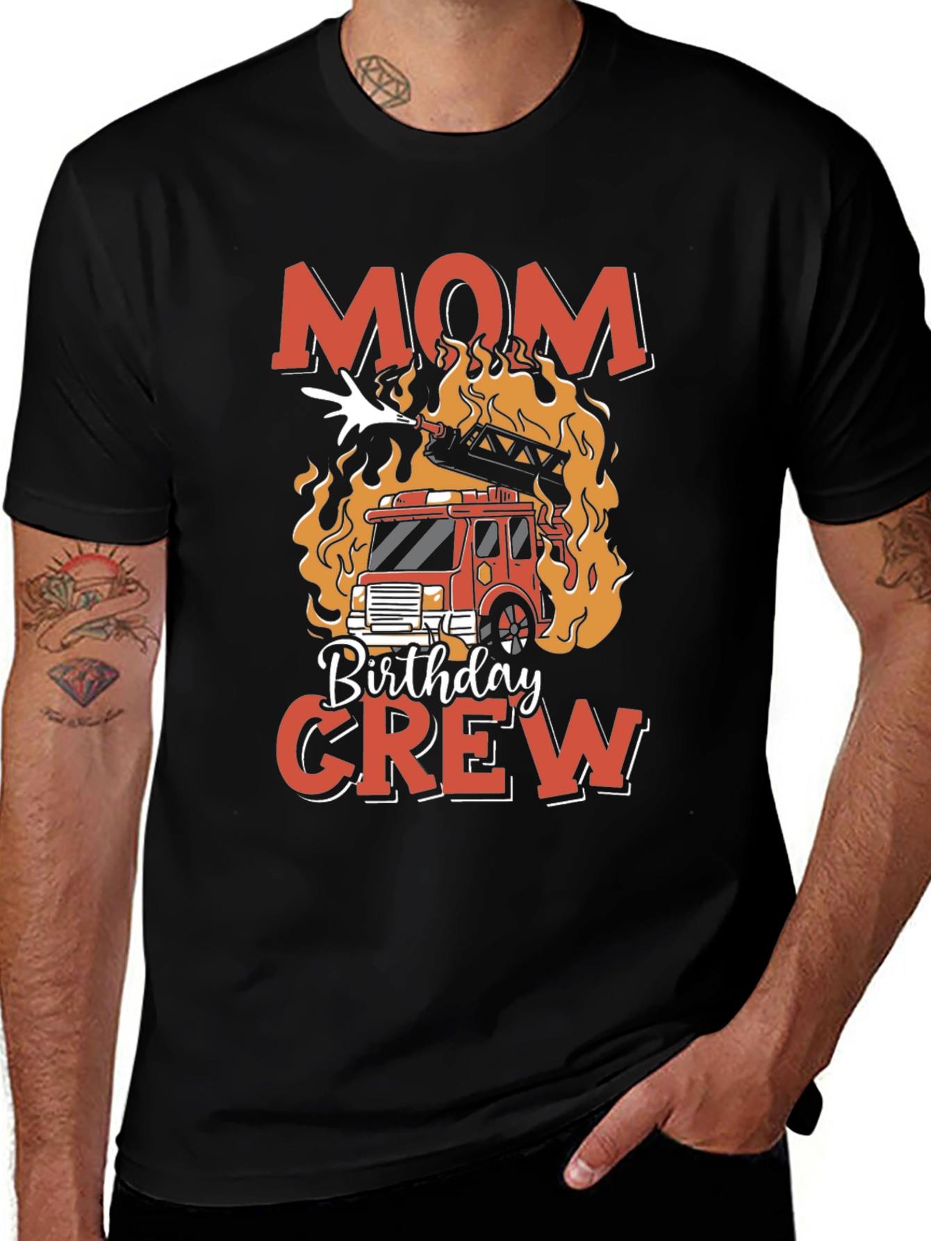 Mom Birthday Crew Firetruck T-Shirt