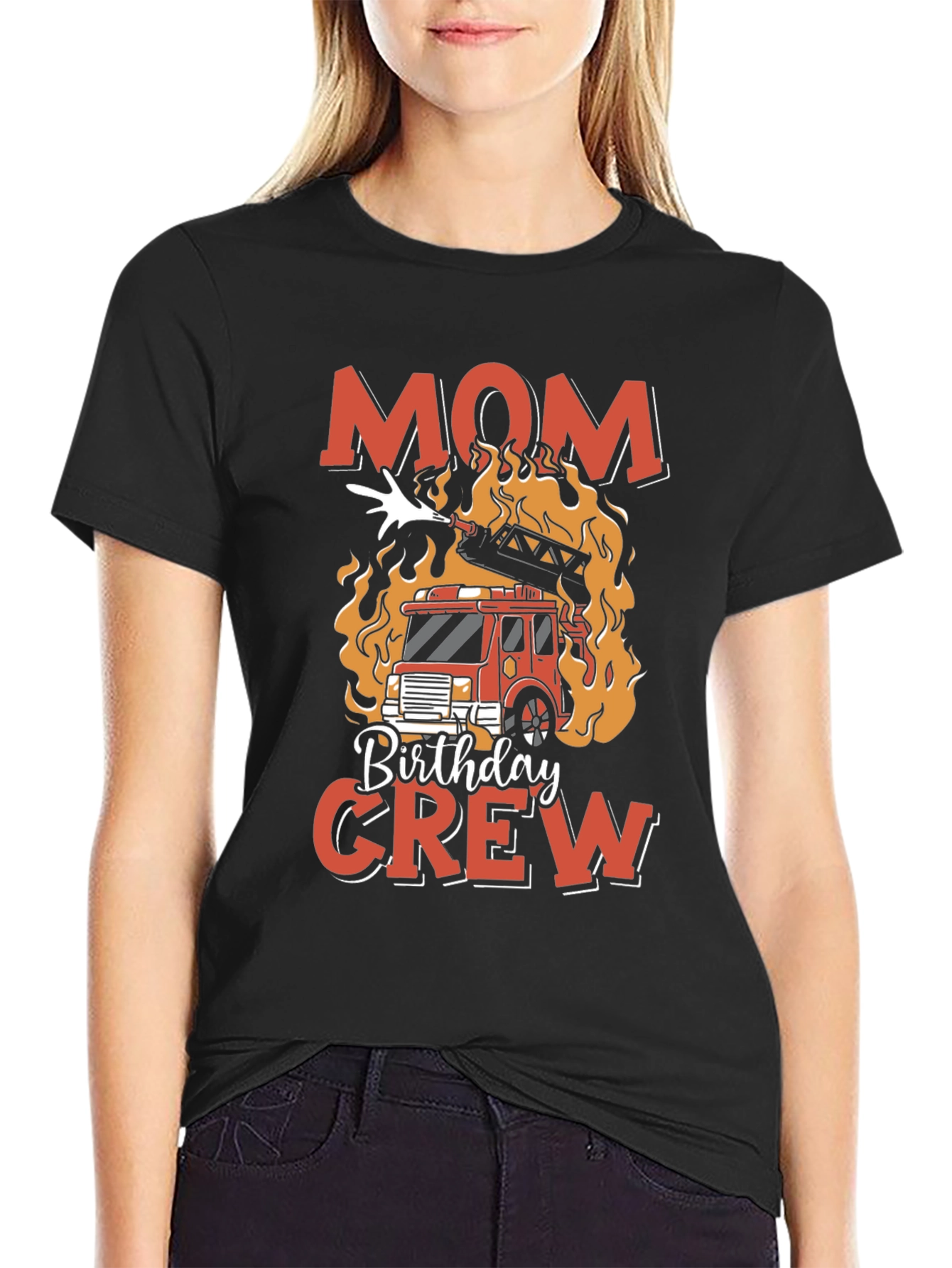Mom Birthday Crew Firetruck T-Shirt