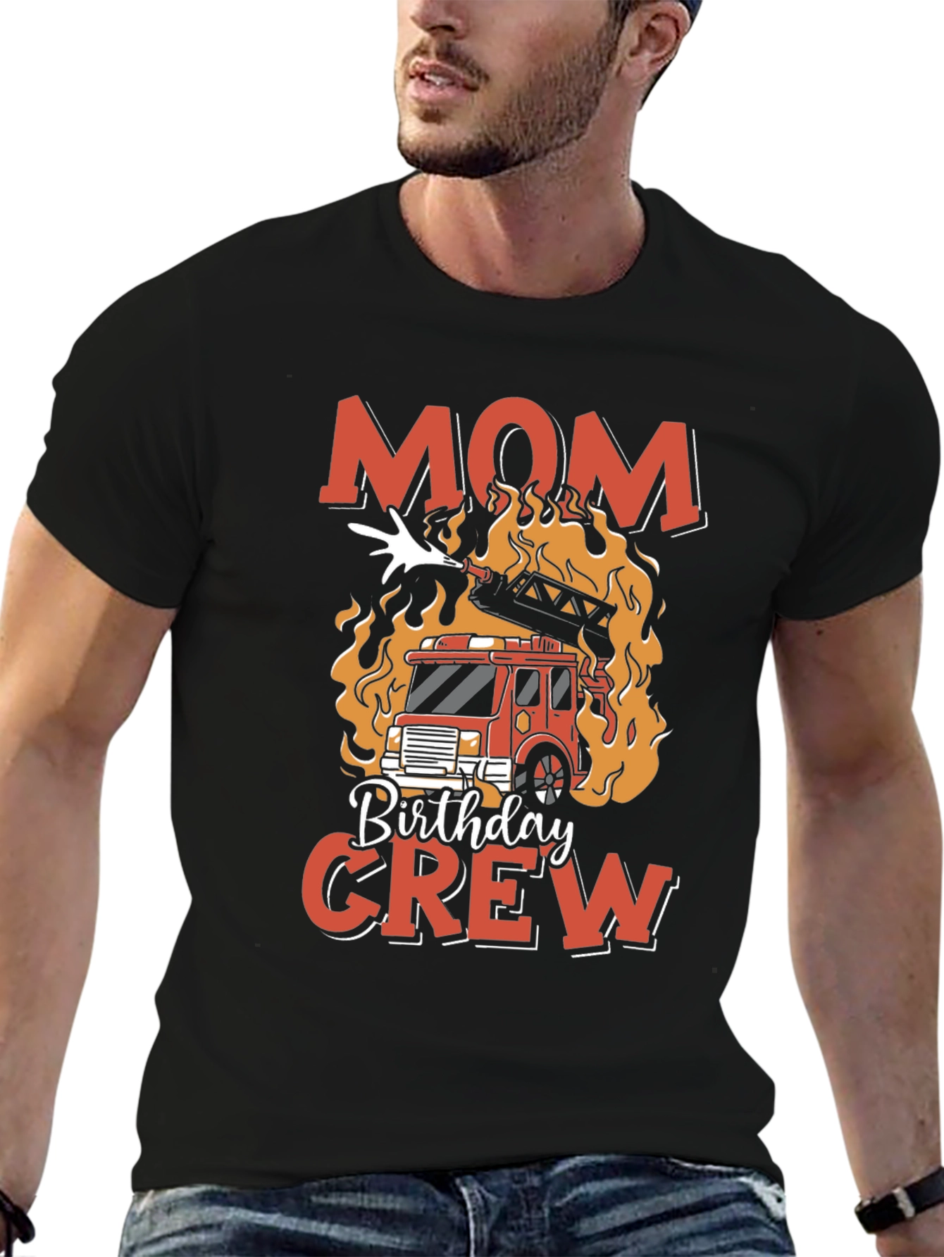 Mom Birthday Crew Firetruck T-Shirt