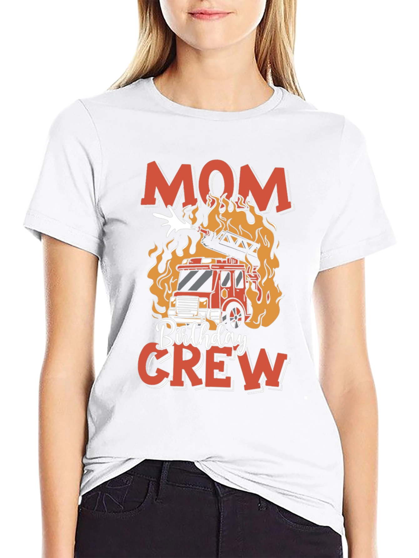 Mom Birthday Crew Firetruck T-Shirt