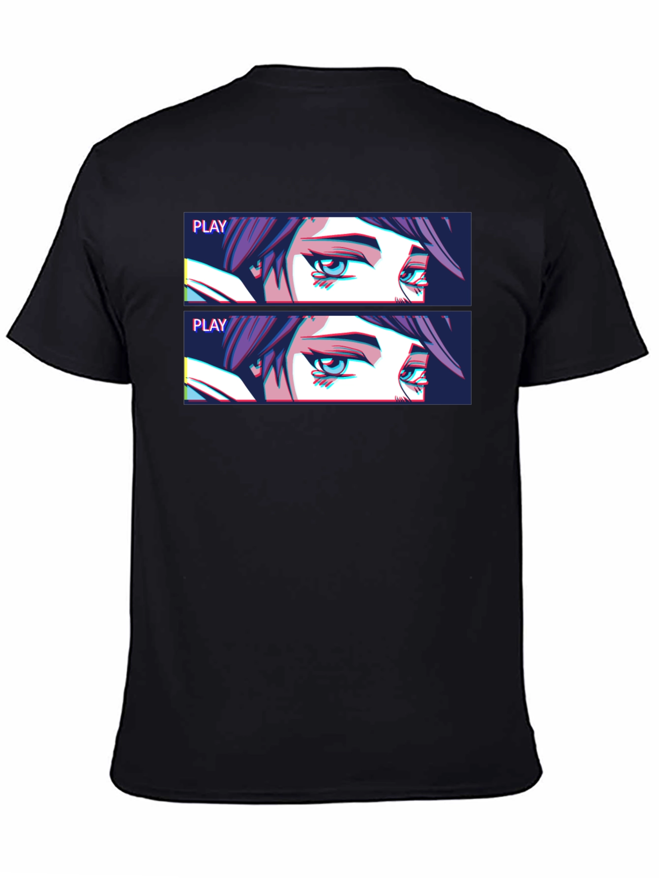 Anime Eyes Graphic T-Shirt - Black