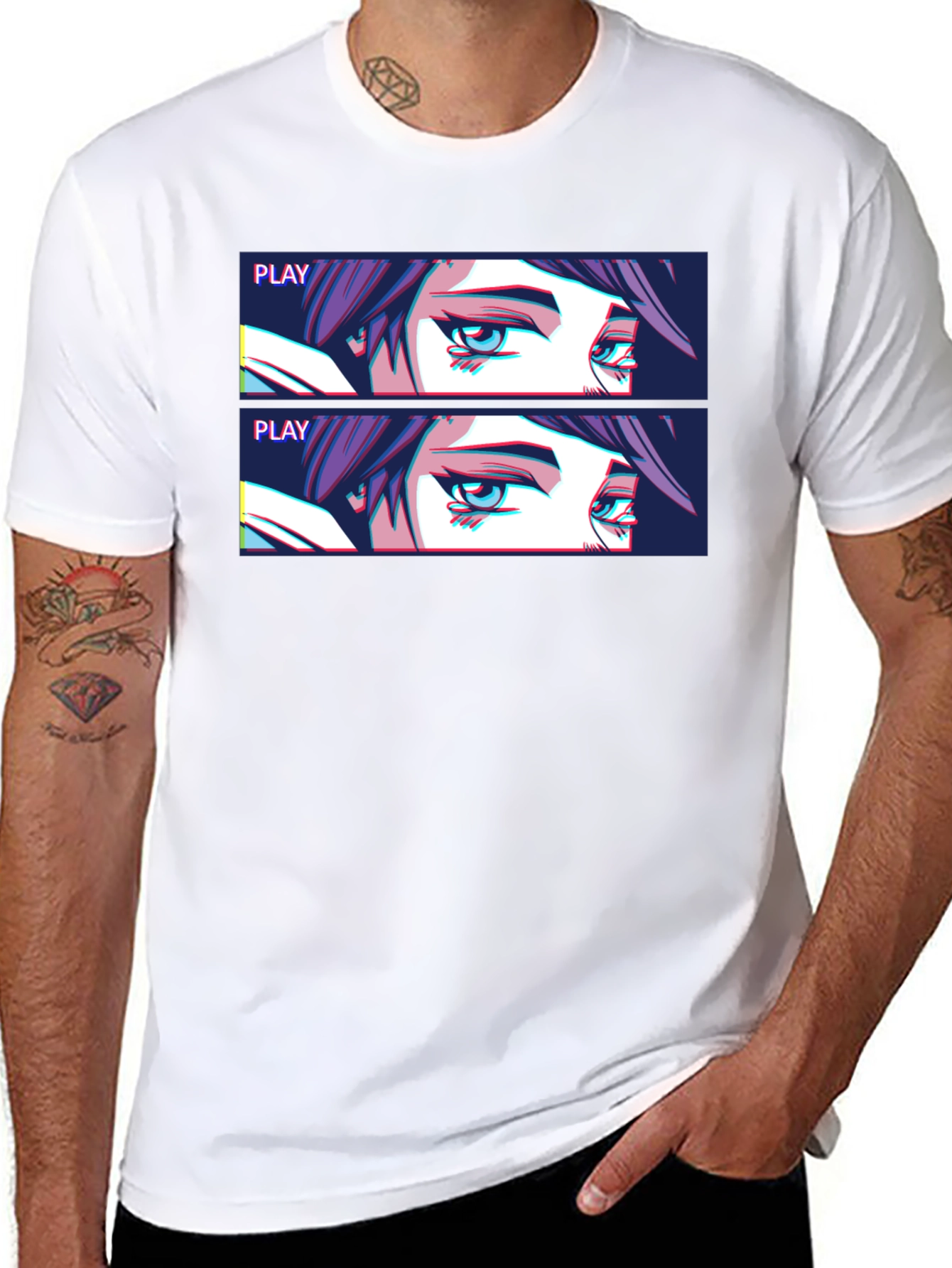 Anime Eyes Graphic T-Shirt - Black