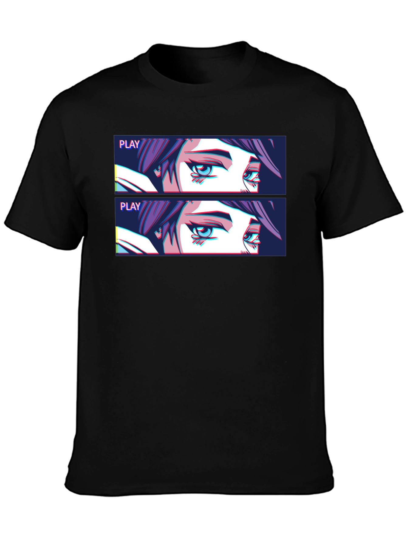 Anime Eyes Graphic T-Shirt - Black
