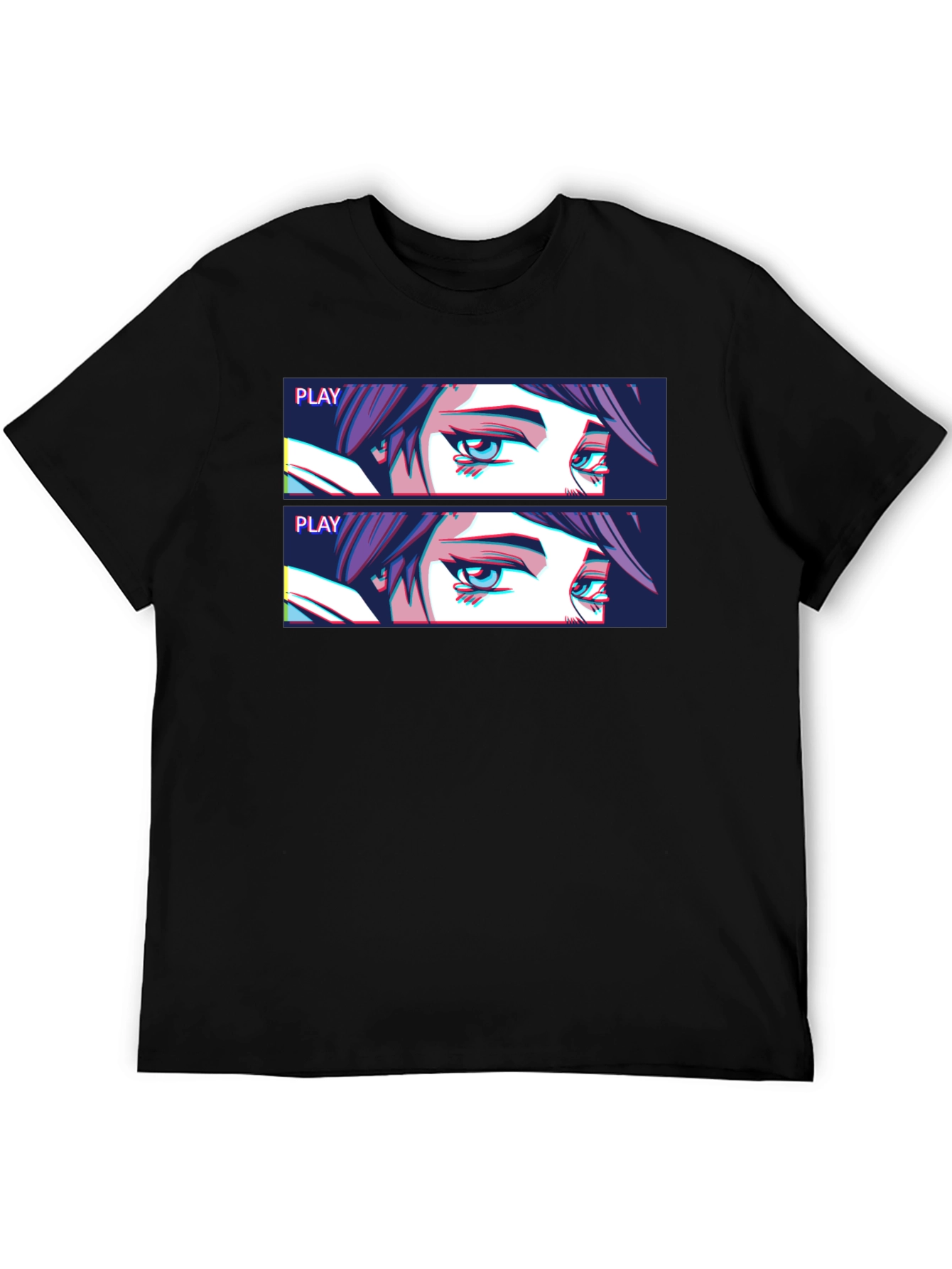 Anime Eyes Graphic T-Shirt - Black