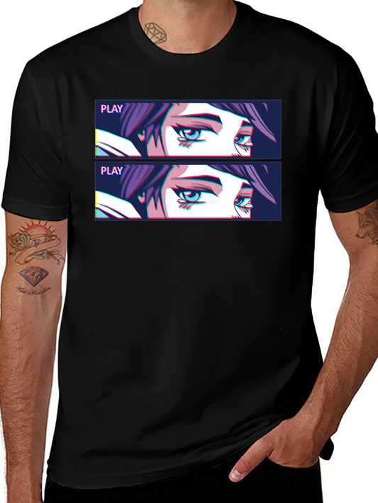 Anime Eyes Graphic T-Shirt - Black