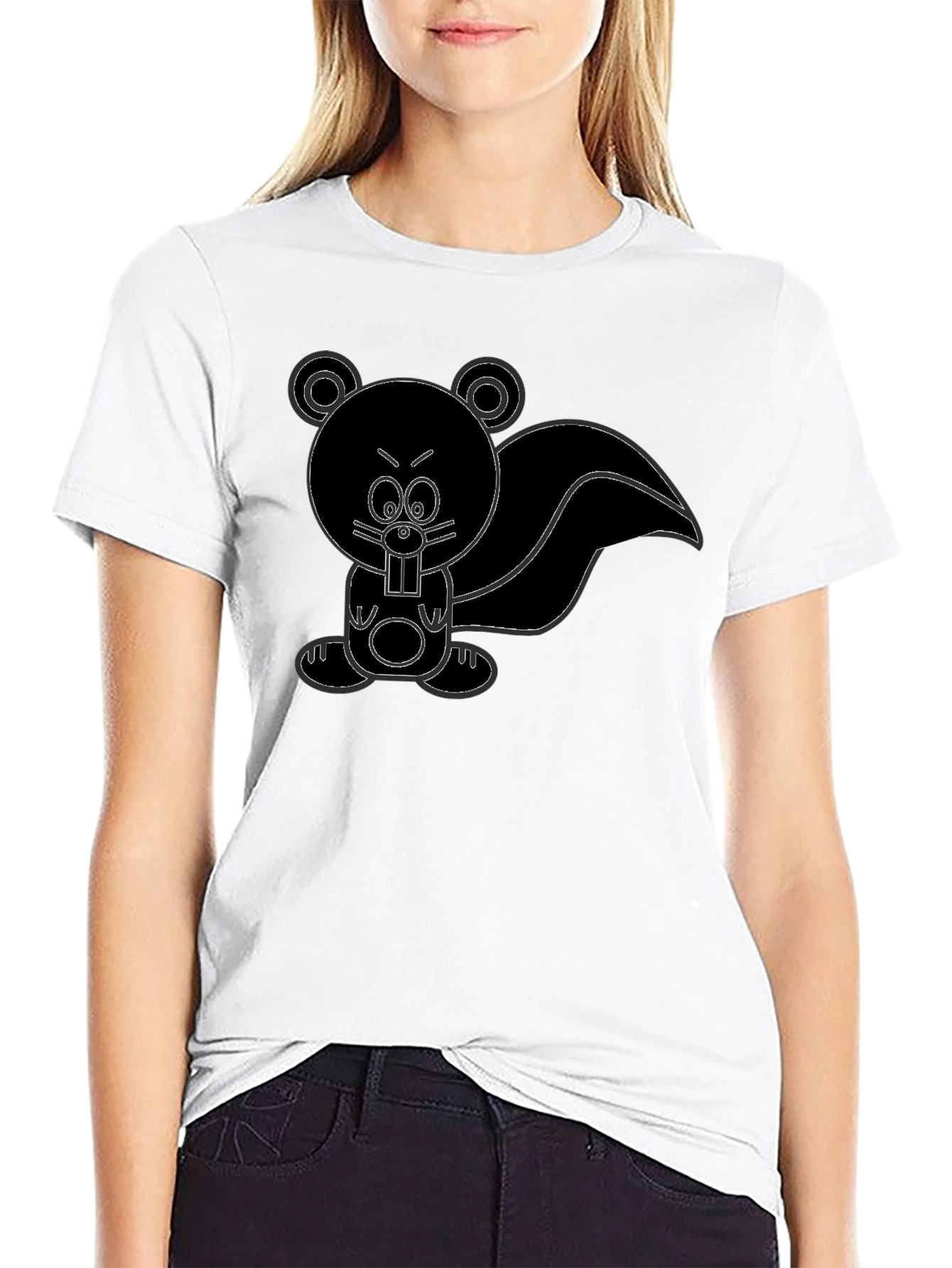 Cartoon Skunk Graphic Tee - Unisex Black T-Shirt