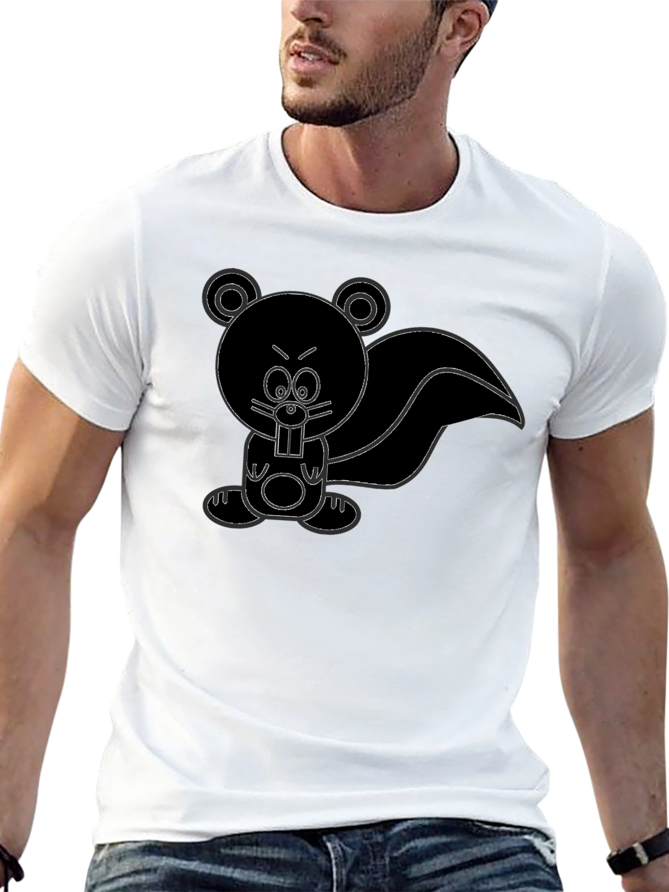 Cartoon Skunk Graphic Tee - Unisex Black T-Shirt