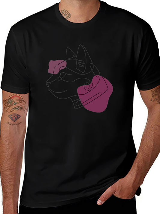Abstract Dog Line Art Black Tee
