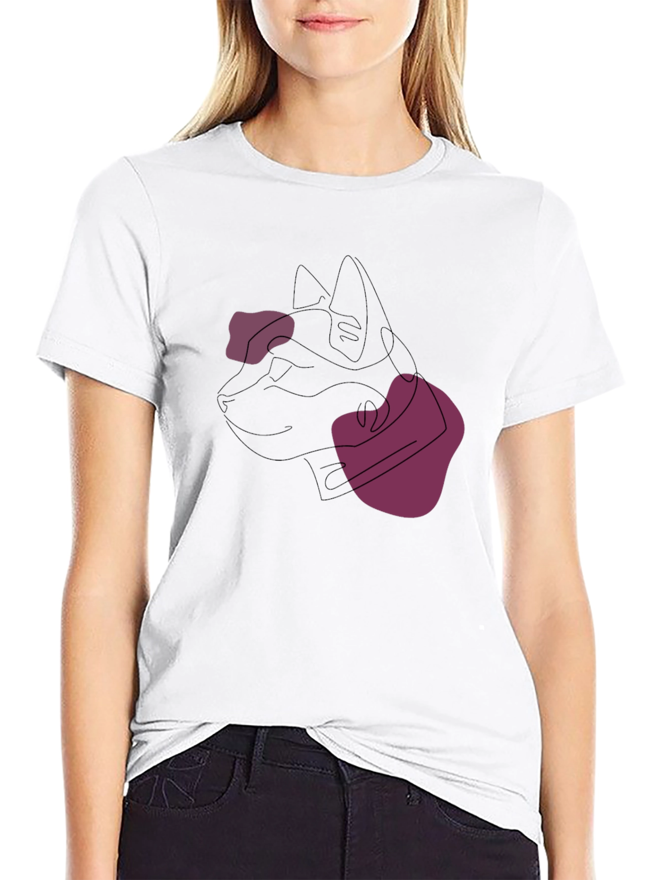 Abstract Dog Line Art Black Tee