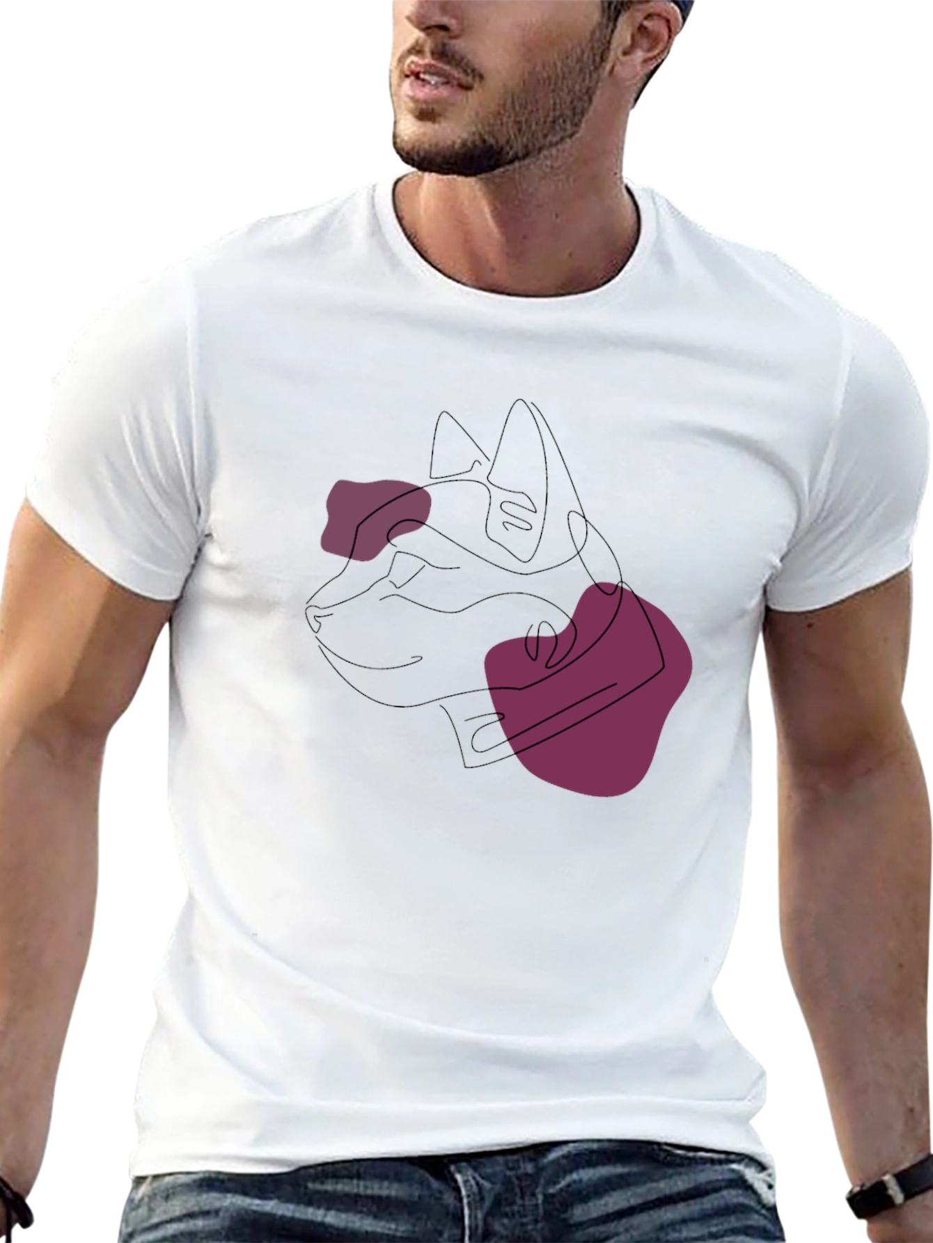 Abstract Dog Line Art Black Tee