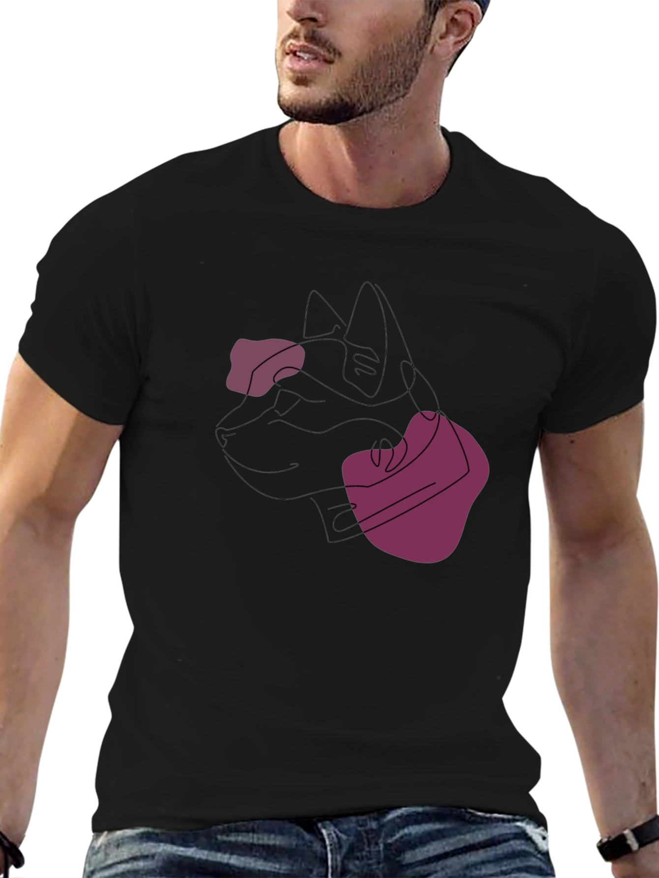 Abstract Dog Line Art Black Tee