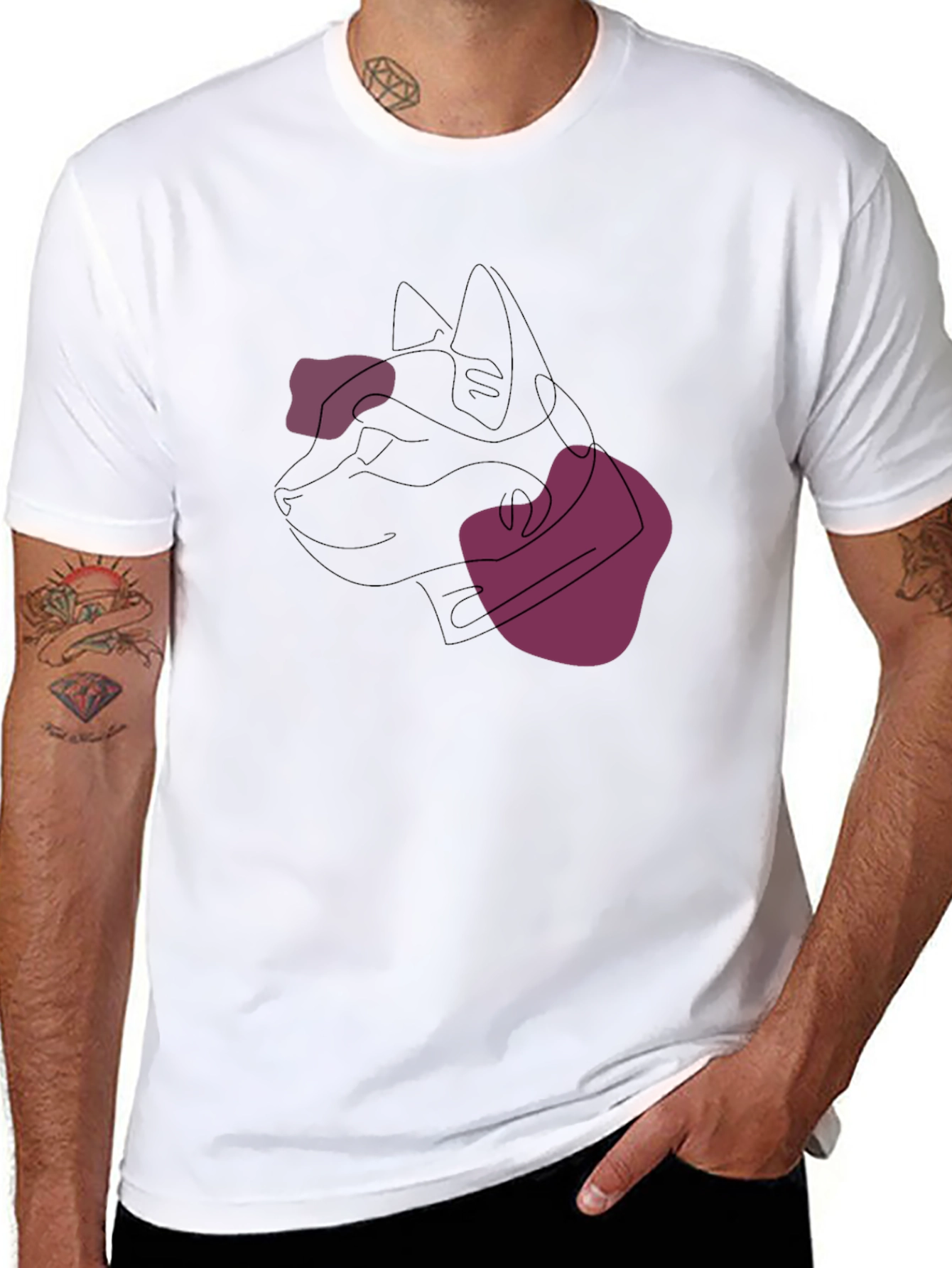 Abstract Dog Line Art Black Tee
