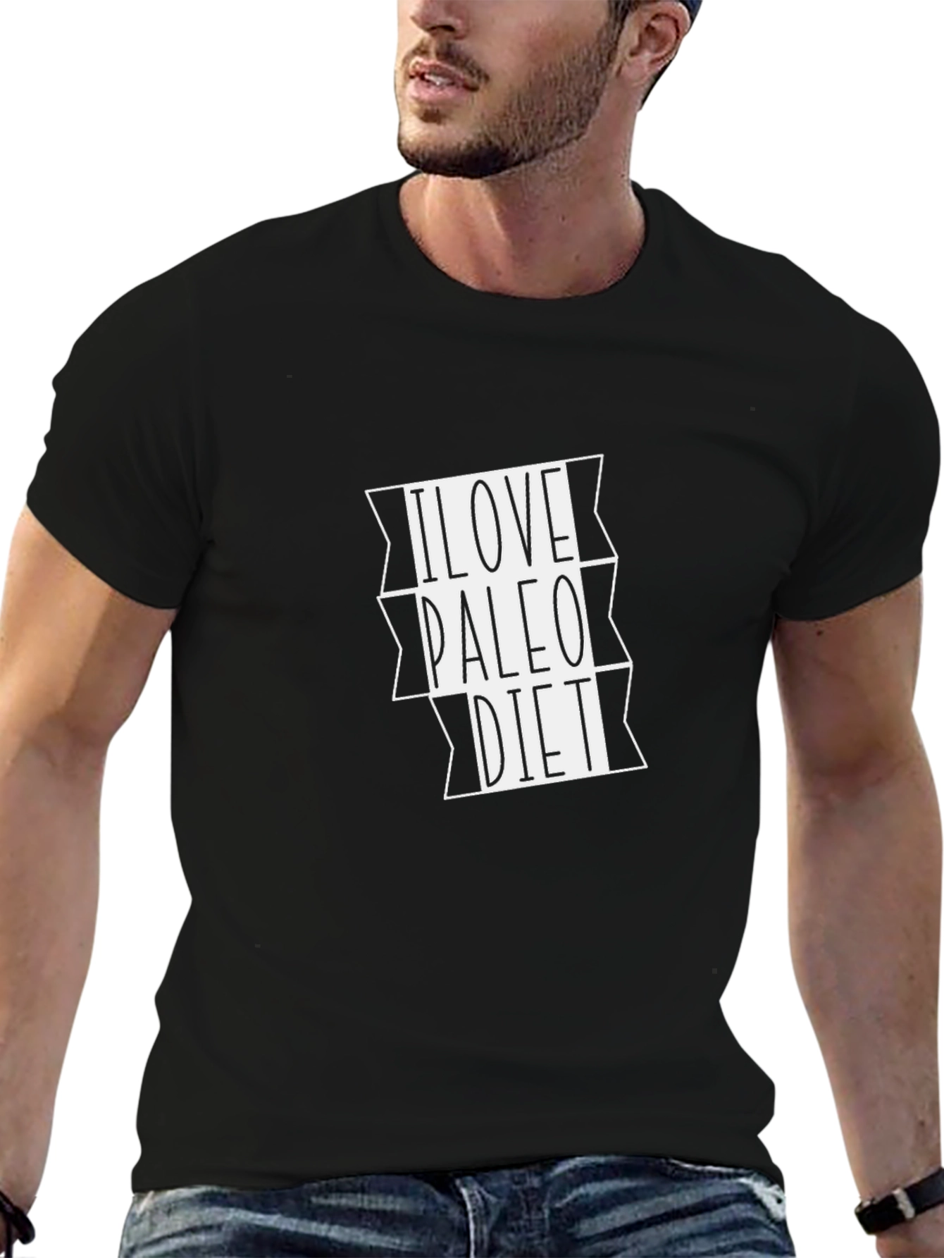 I Love Paleo Diet T-Shirt - Black Graphic Tee