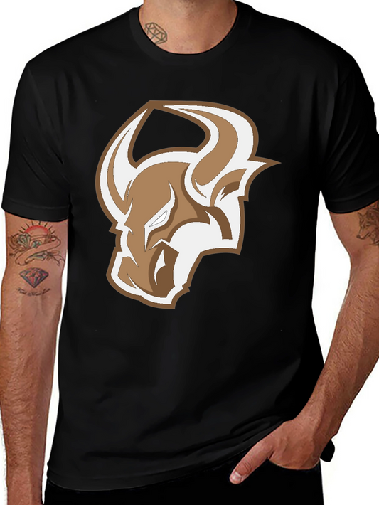 Bull Logo Graphic Tee - Stylish Mens Black T-Shirt