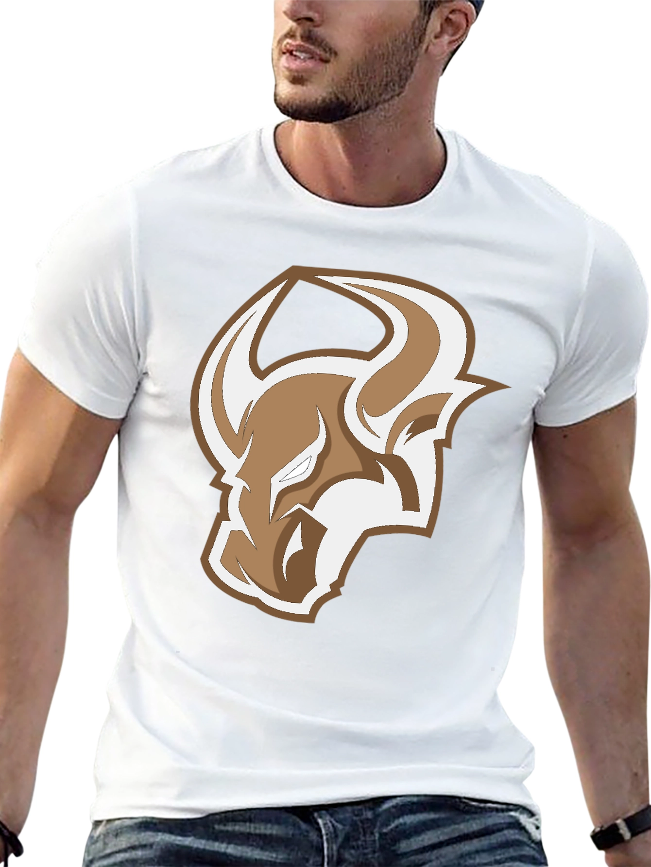 Bull Logo Graphic Tee - Stylish Mens Black T-Shirt