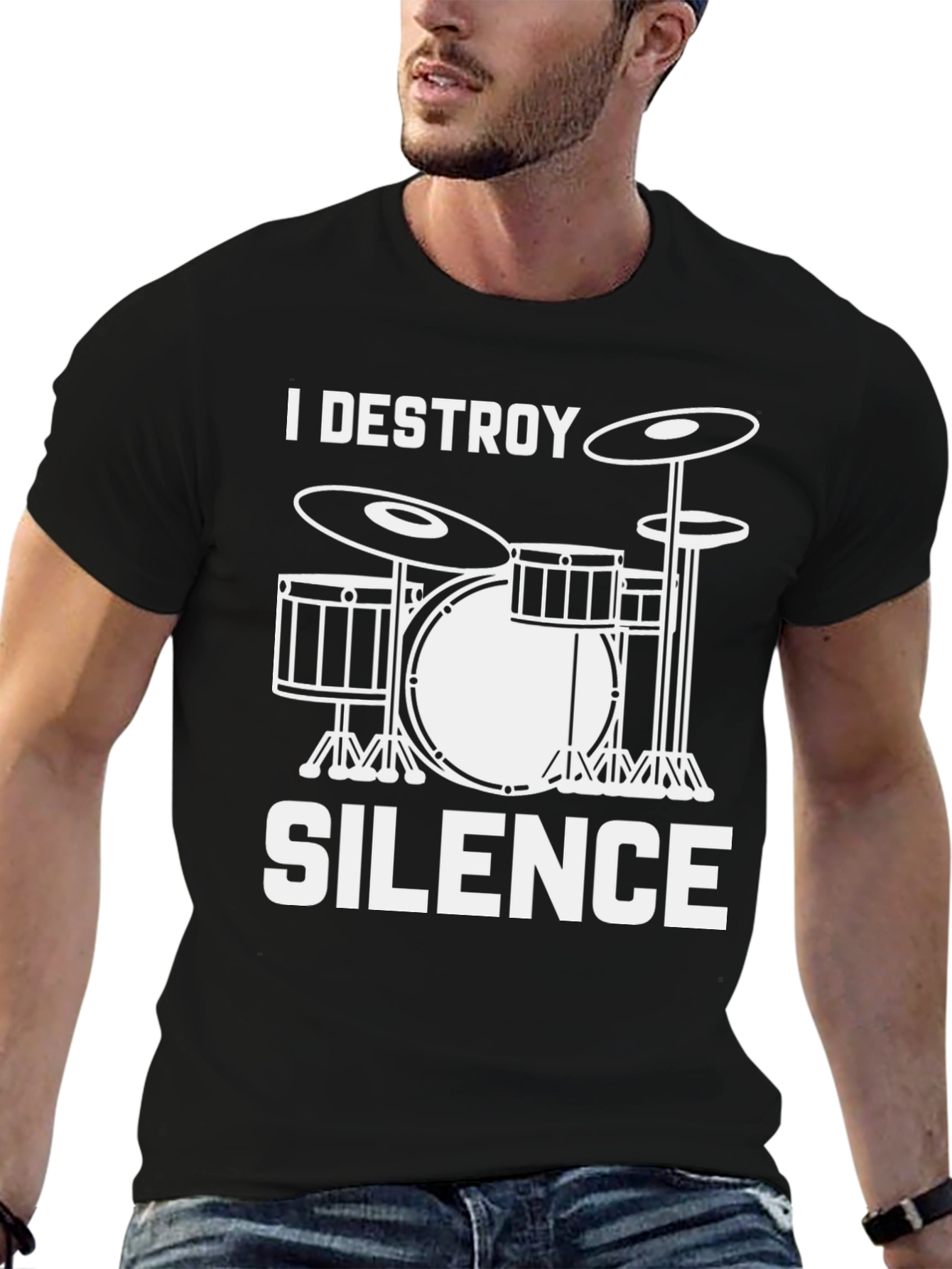 I Destroy Silence Drummer T-Shirt - Music Lover Tee