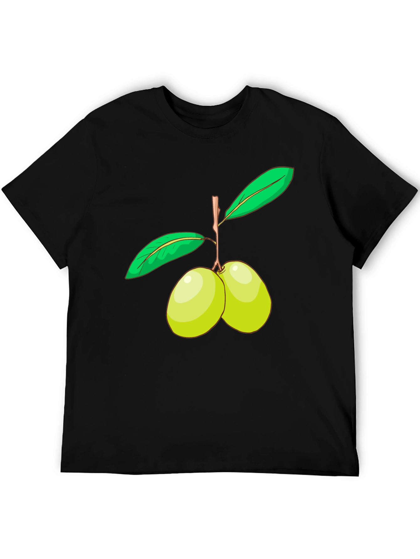 Olive Branch Graphic Tee - Black Cotton Shirt