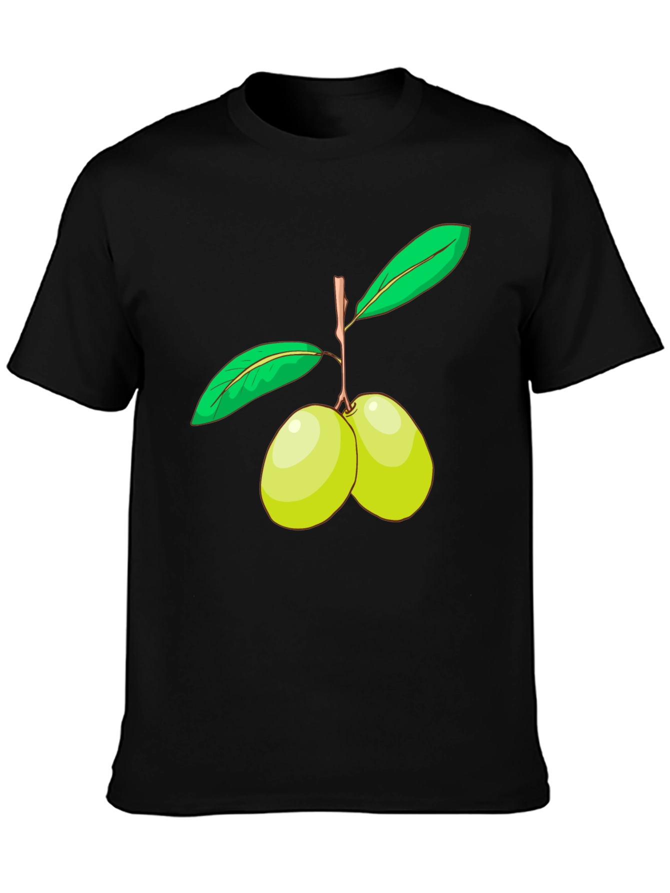 Olive Branch Graphic Tee - Black Cotton Shirt