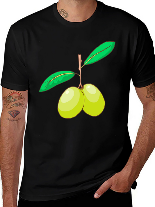 Olive Branch Graphic Tee - Black Cotton Shirt