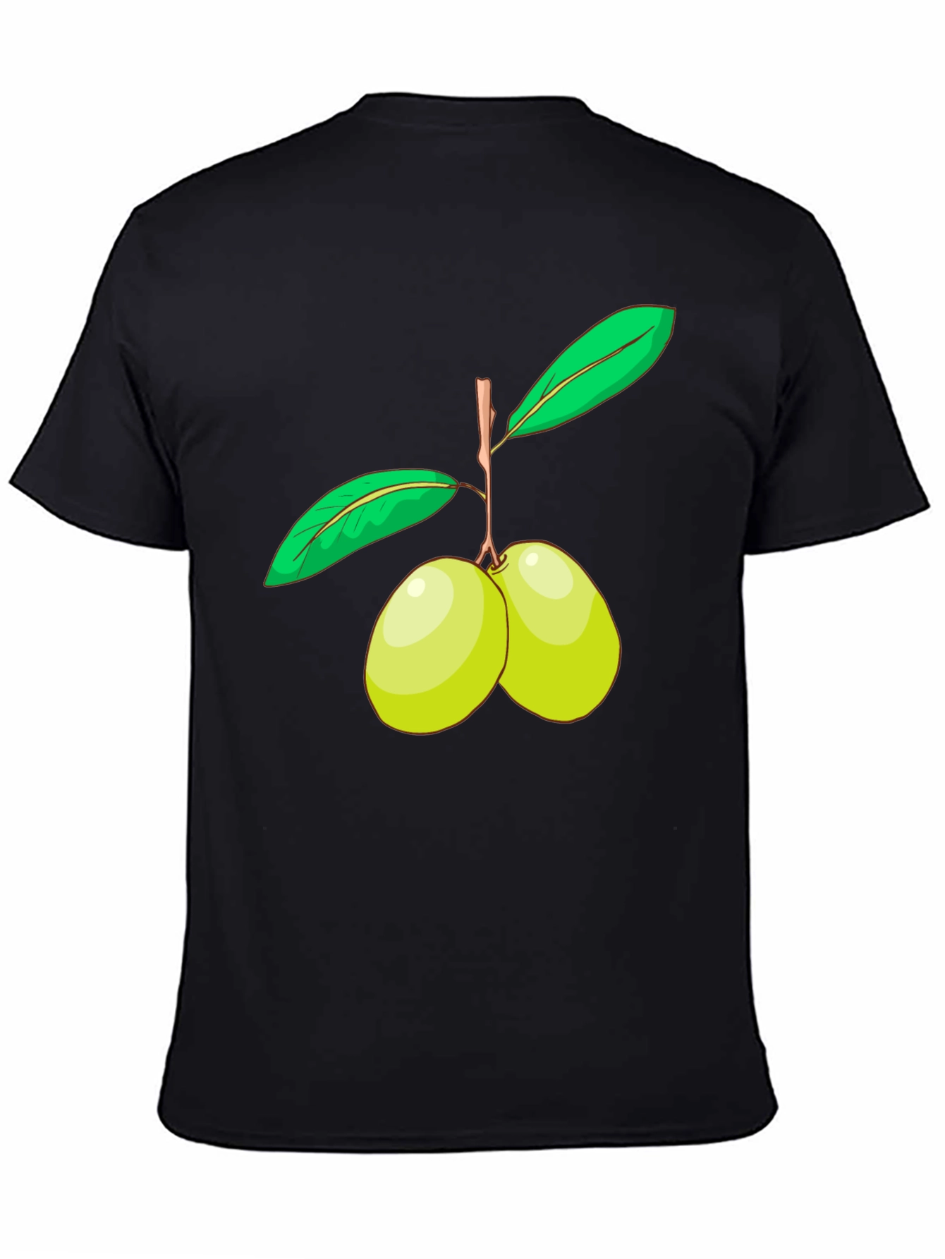 Olive Branch Graphic Tee - Black Cotton Shirt