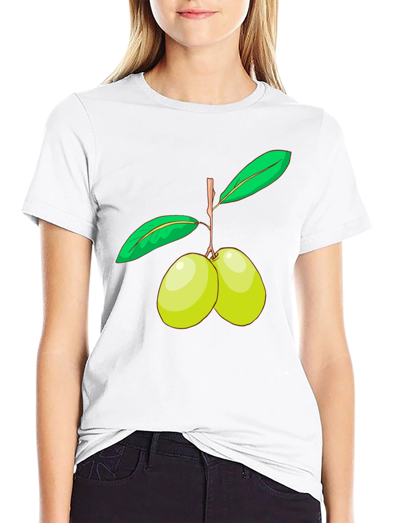 Olive Branch Graphic Tee - Black Cotton Shirt