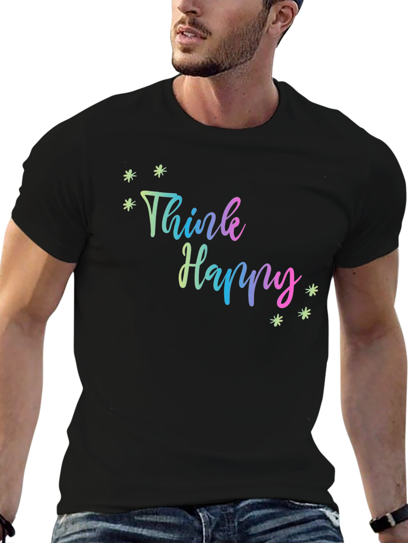 Think Happy Graphic Tee - Black
