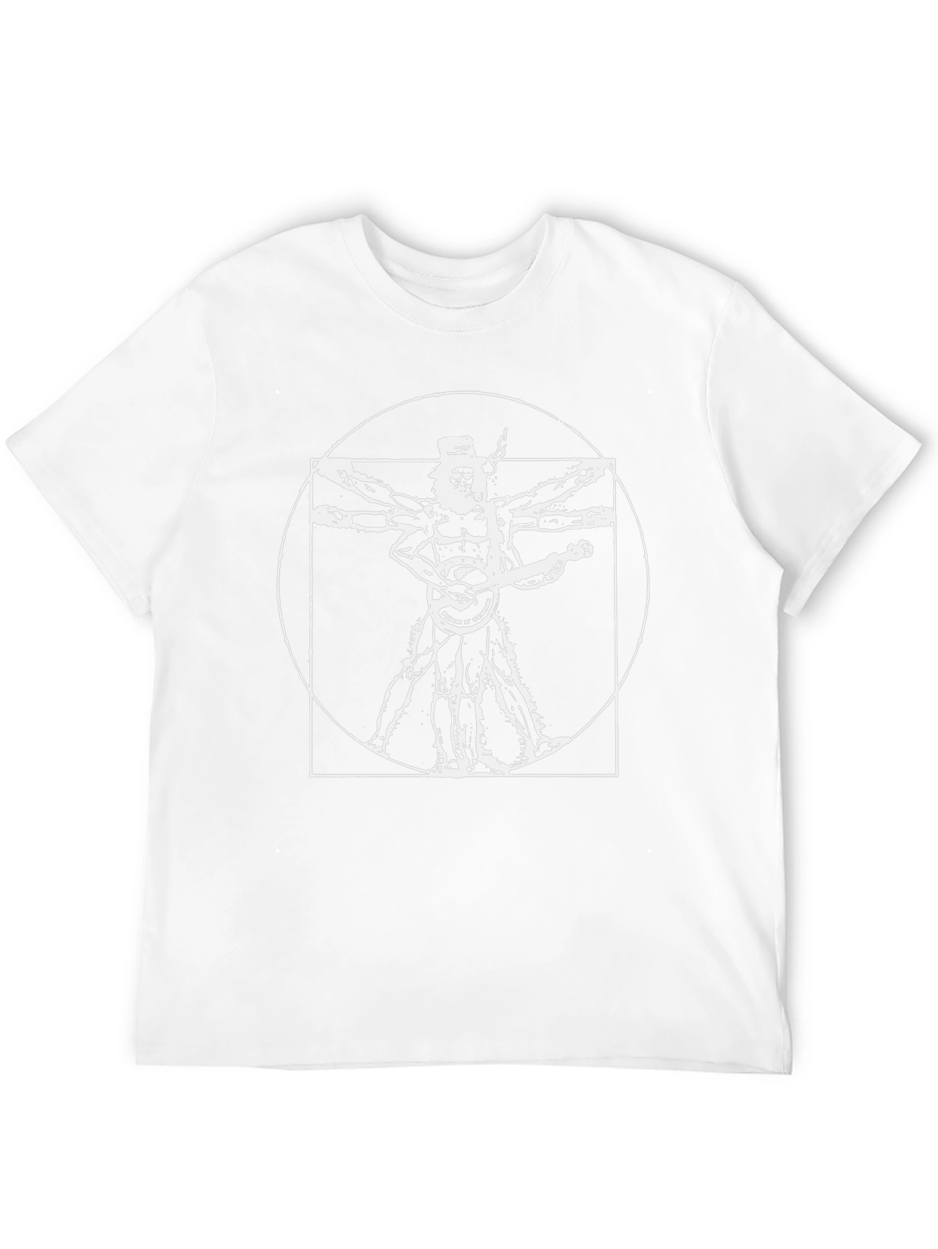 Vitruvian Banjo Man Graphic Tee - Black Cotton T-Shirt