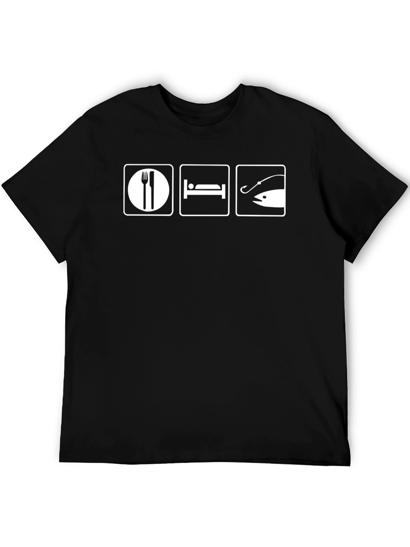 Eat Sleep Fish Black T-Shirt